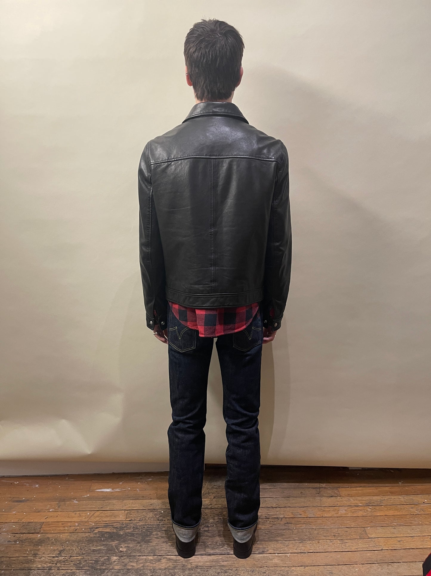 All Saints Black Lamb Leather Aloy Jacket Small - S