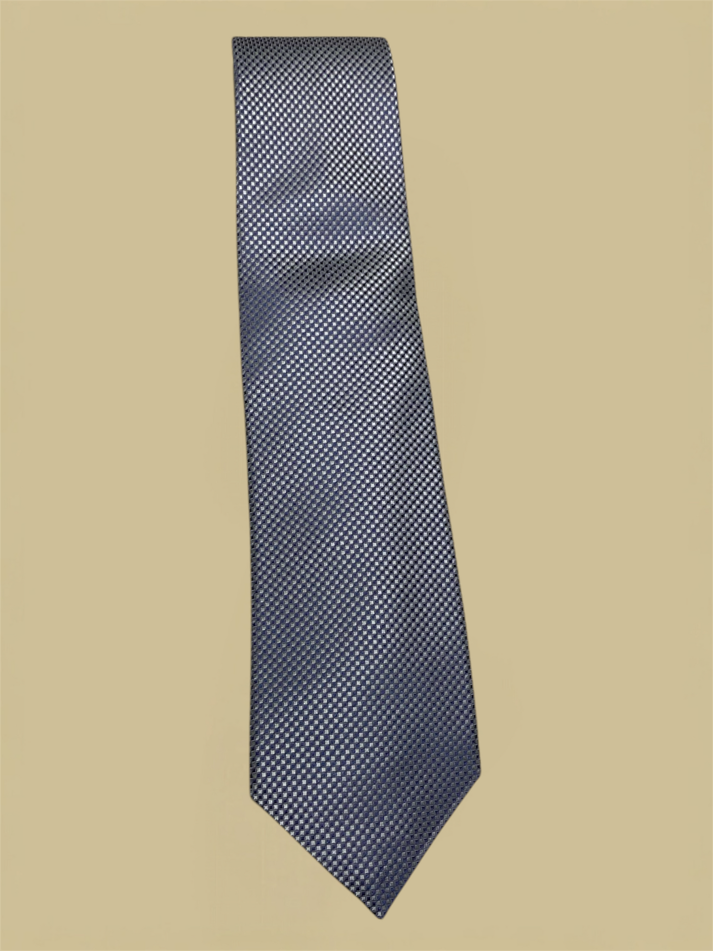 Tom Ford Slate Blue & Grey Diamond Grid Pattern Silk Tie