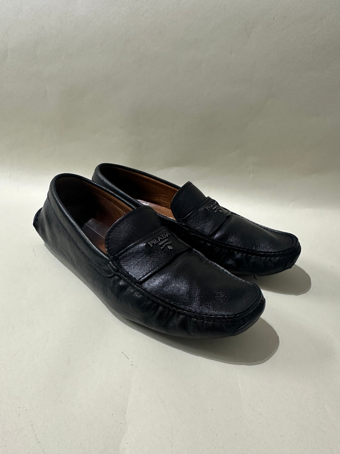 Prada Black Saffiano Leather Driving Loafers 7.5 M / 9 W