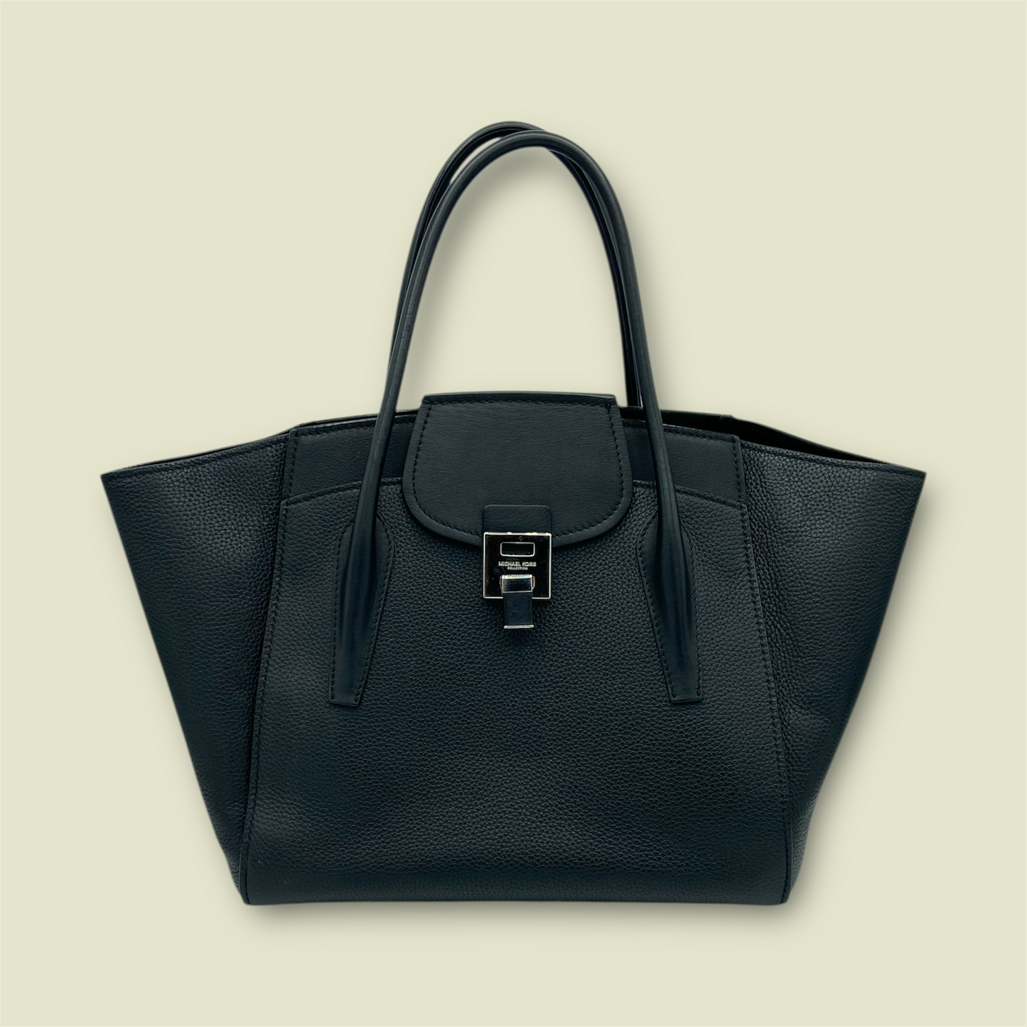 Michael Kors Collection Black Calfskin Leather Bancroft Handbag