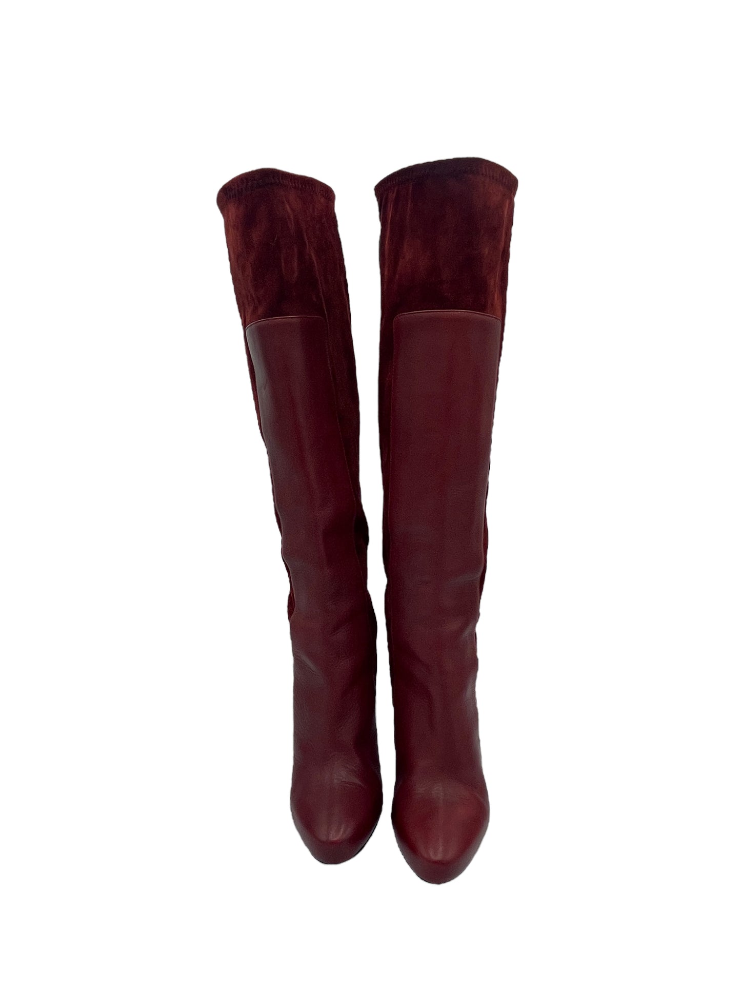 Christian Louboutin Red Leather & Suede Knee High Boots 6 M / 7.5 W