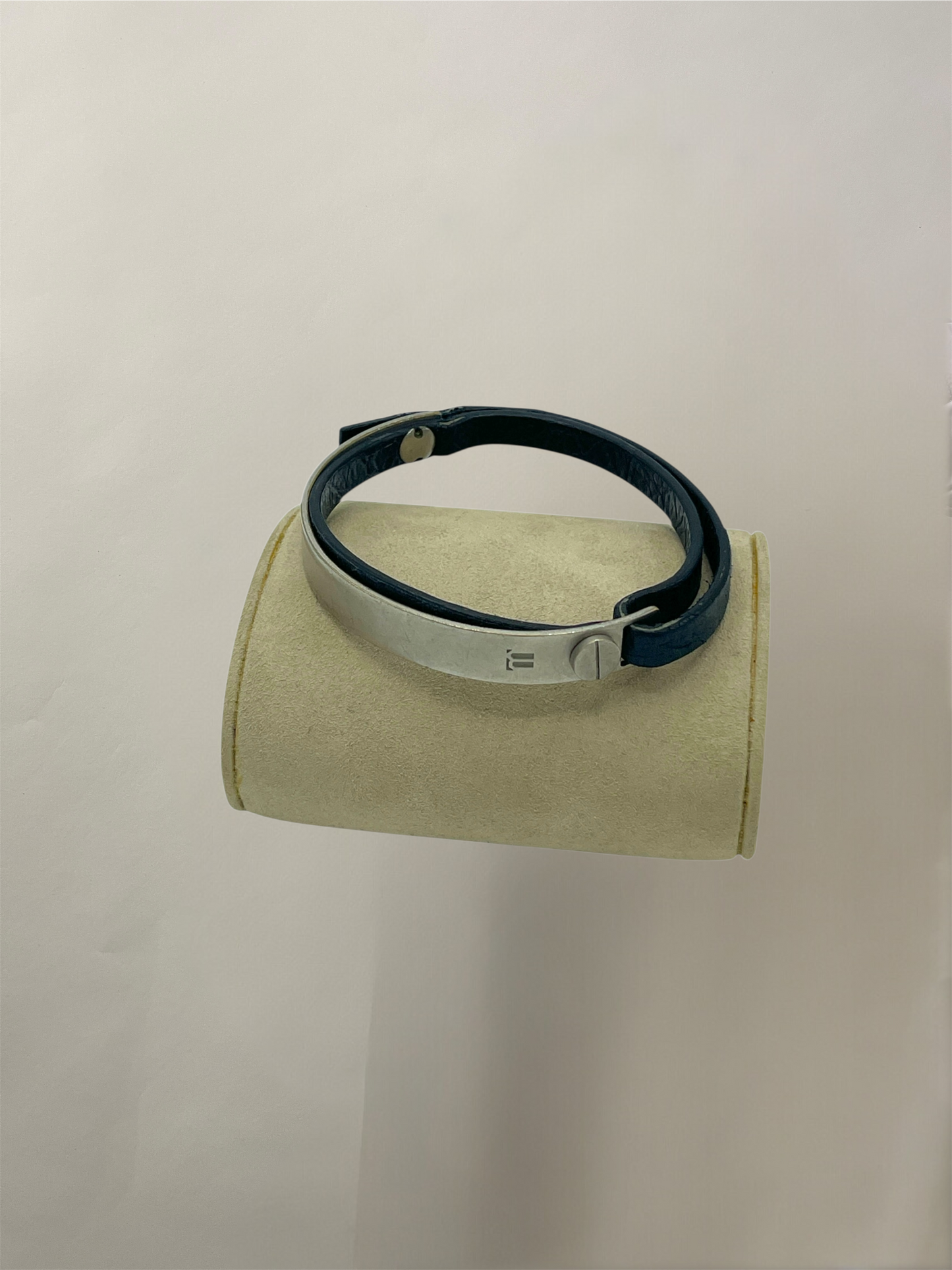 Balenciaga Black Leather & Metal Bracelet