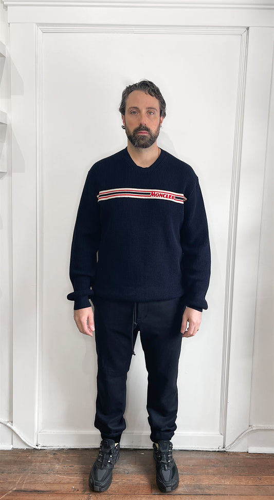 Sacai Midnight Navy Wool Cuffed Sweatpants Large