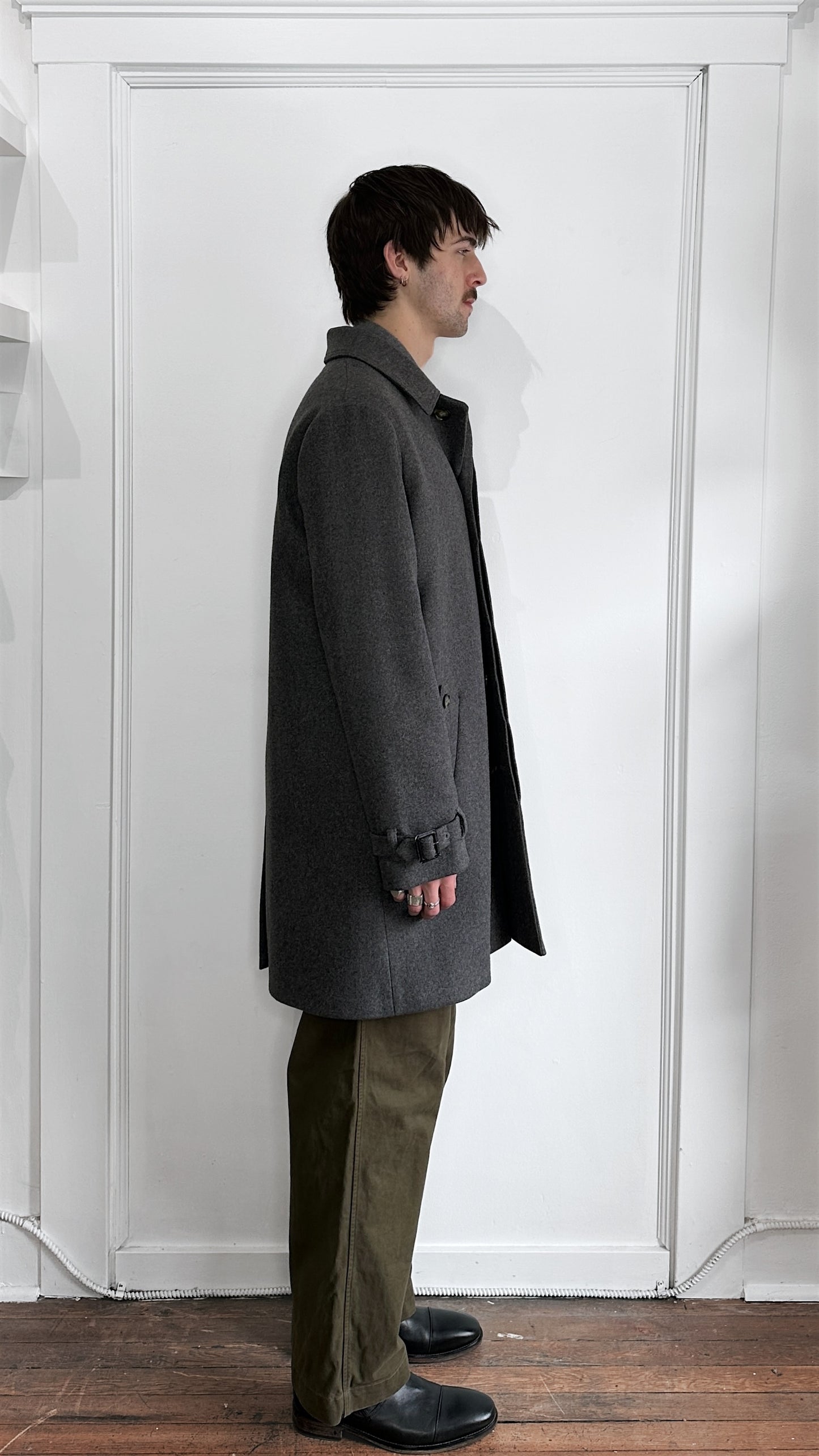 A.P.C. Dark Grey Wool Mid Length Overcoat Large