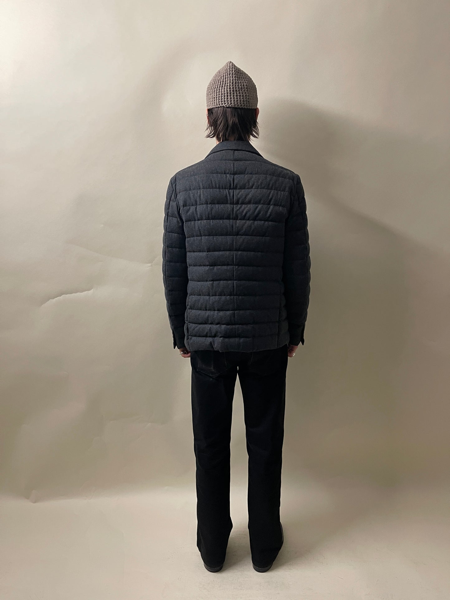 Moncler Charcoal Grey Wool Down Filled Mayenne Jacket Medium - M