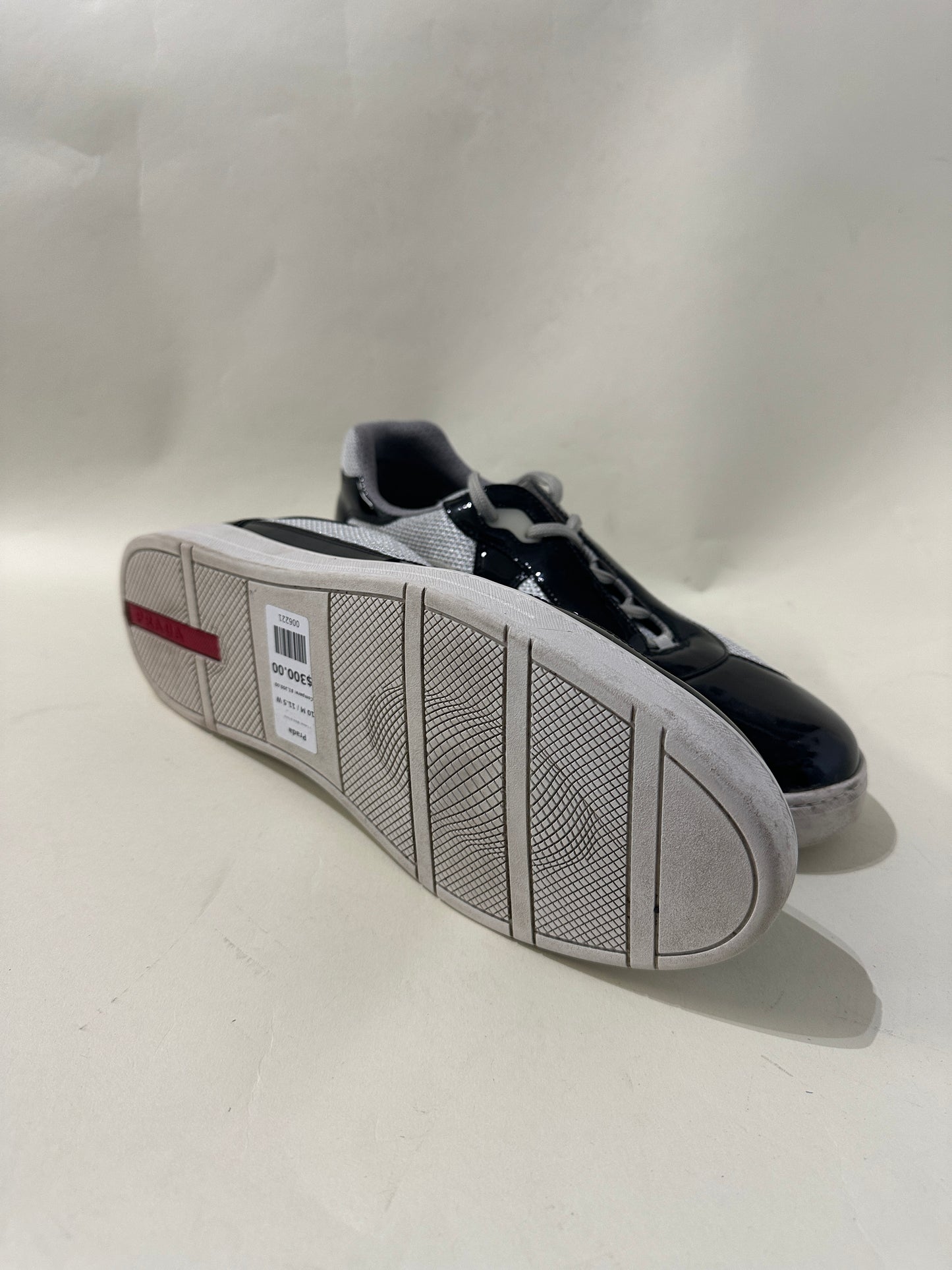 Prada Black & Grey Patent Leather & Mesh America's Cup Sneakers 10 M / 11.5 W