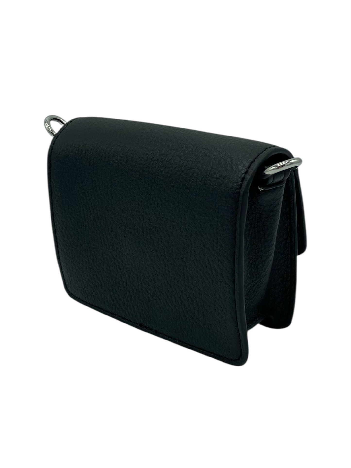 Versace Jeans Couture Black Grained Leather Small Crossbody Bag