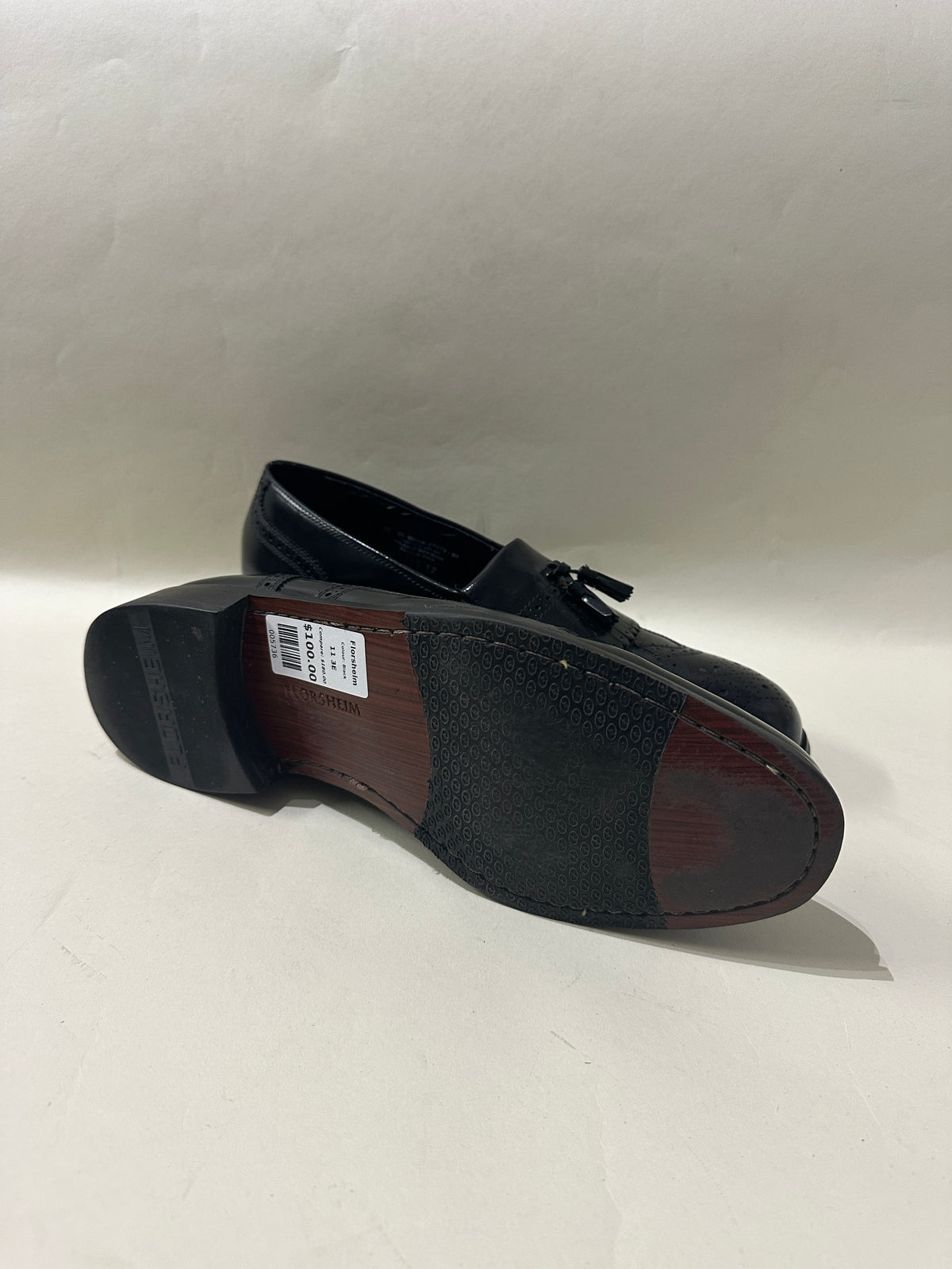 Florsheim Black Brogue Leather Kilted Tassel Loafers 11 3E