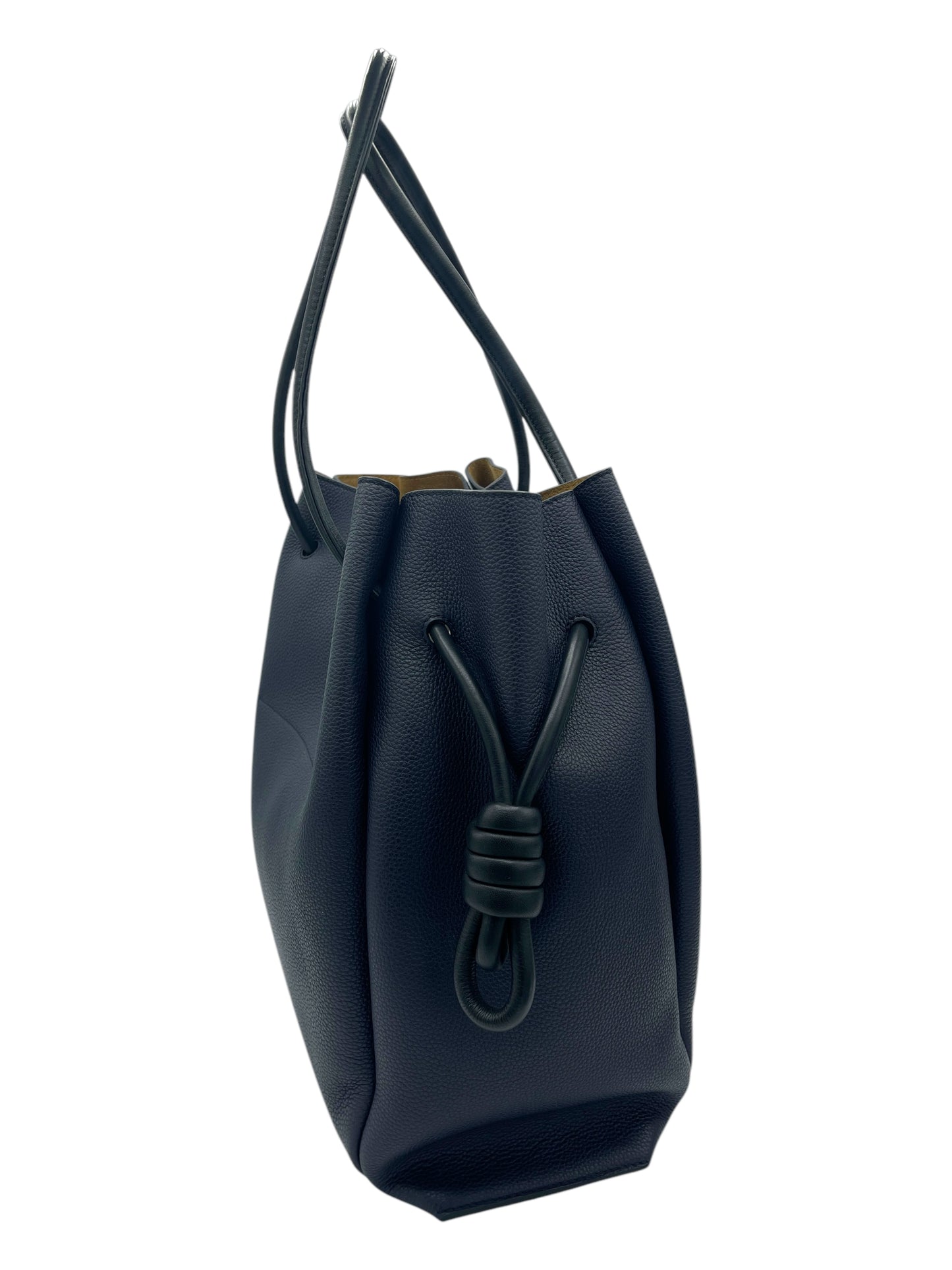 Loewe Navy Blue Pebbled Leather Flamenco Knot Tote Bag