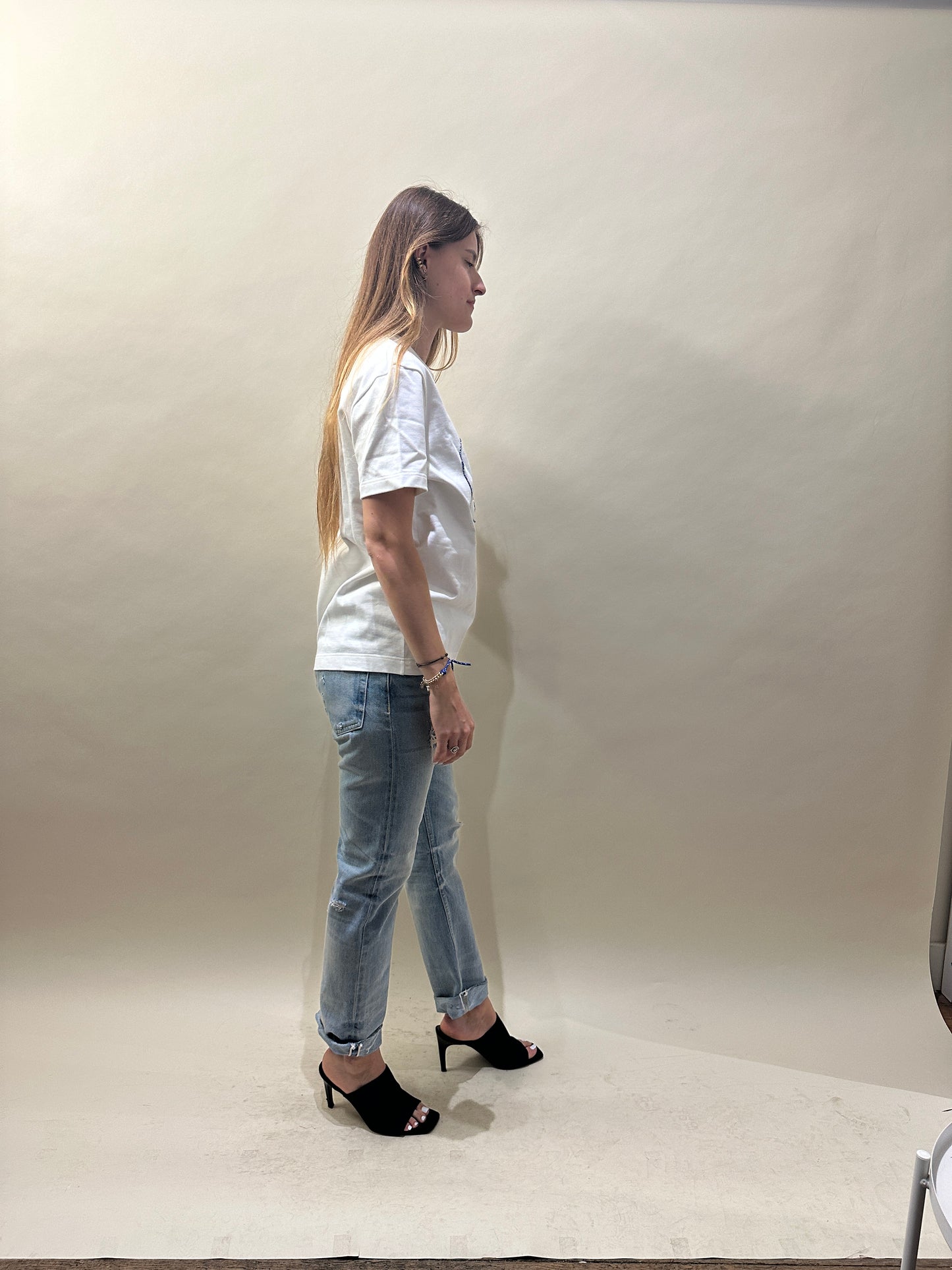 Etro White Cotton Embroidered Logo T-Shirt Small - S