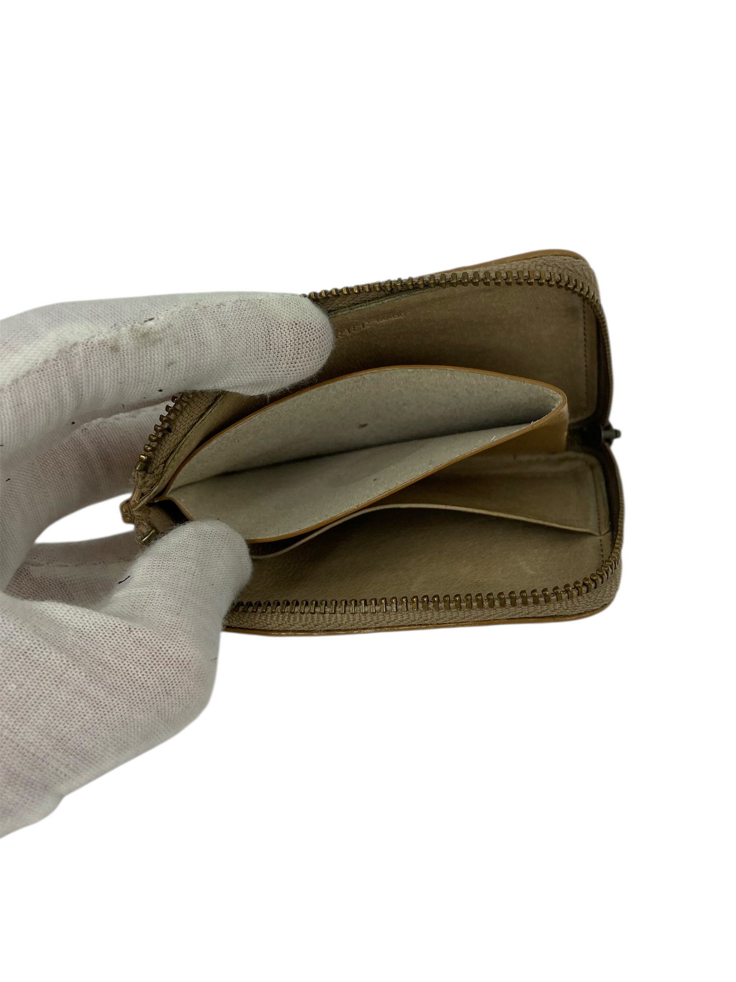 Porter Yoshida Natural Leather Paisley Embossed Zip Wallet