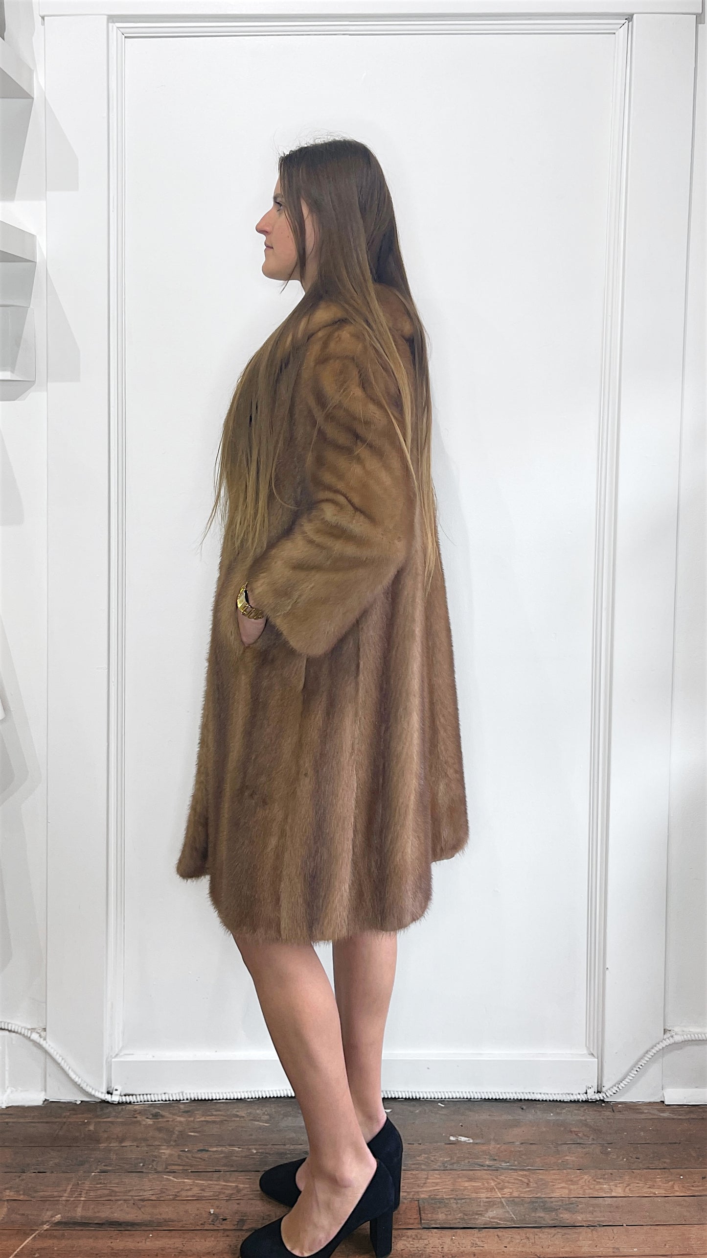 Unbranded Caramel Brown Mink Overcoat Extra Small - XS