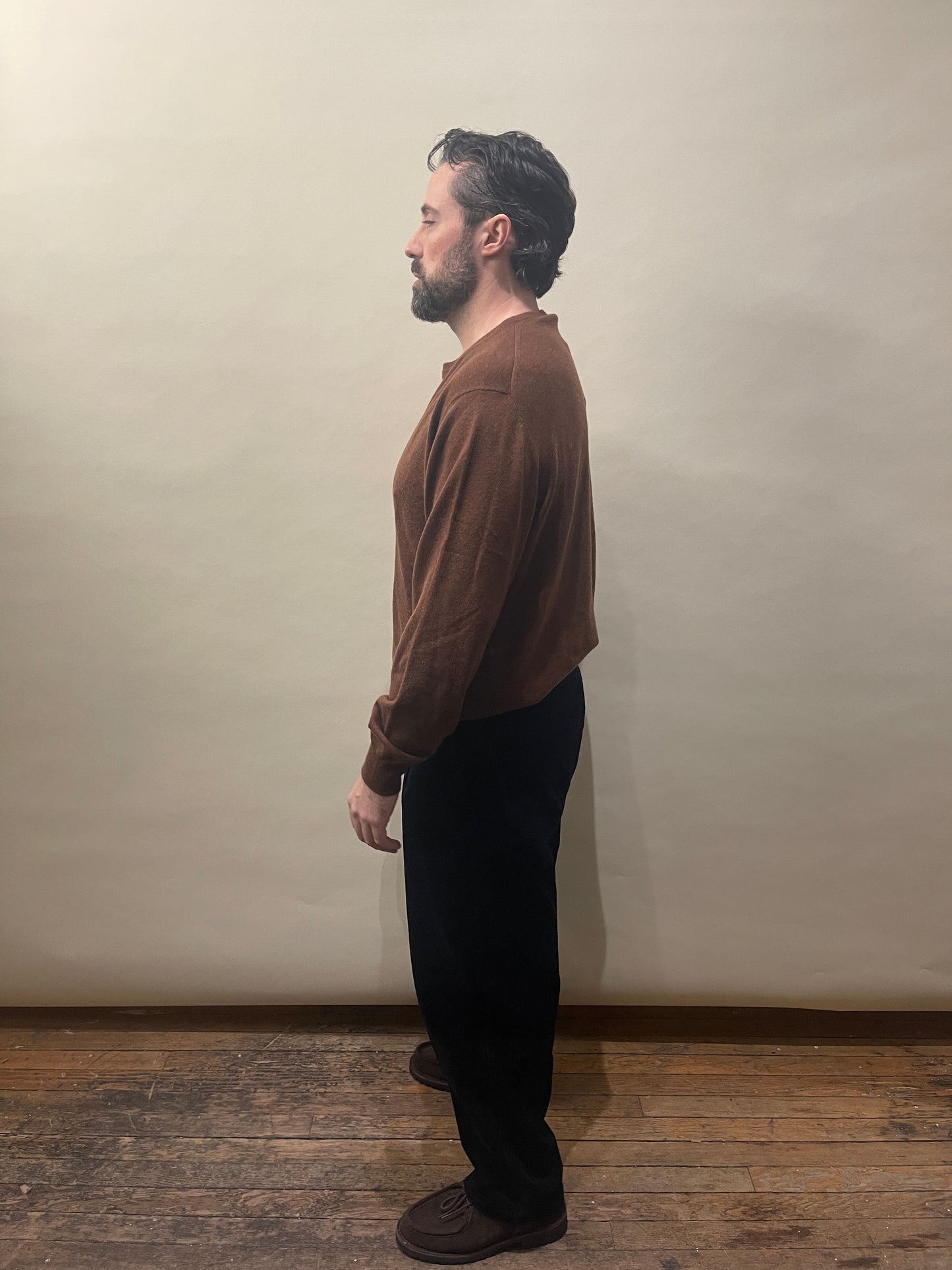 Loro Piana Brown Cashmere Knit Crewneck Sweater 42
