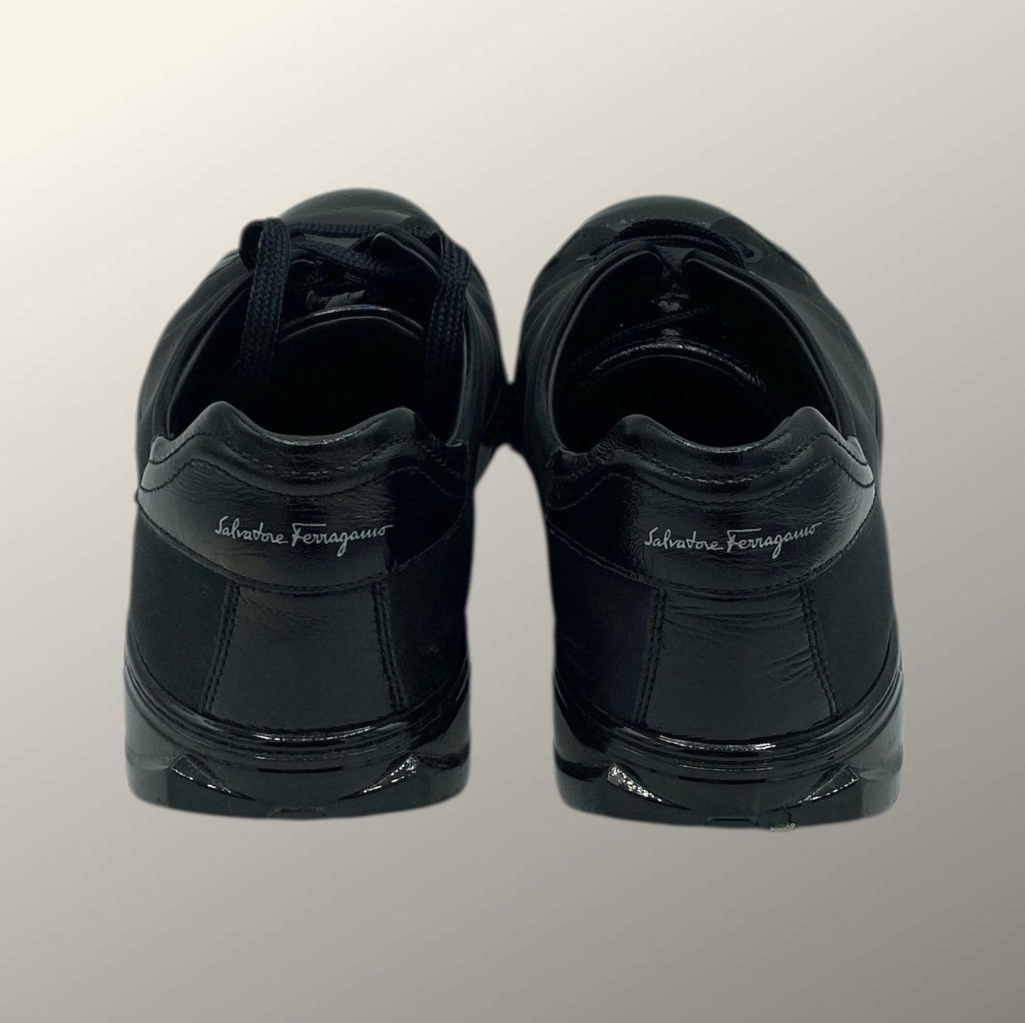 Salvatore Ferragamo Black Nylon & Patent Leather Cube Sneakers 8.5 M / 10 W