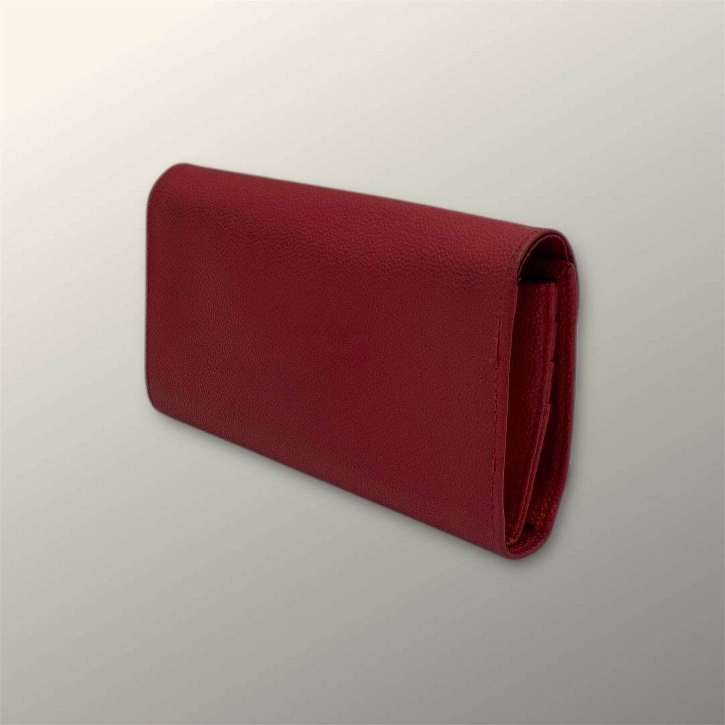 Pierre Balmain Red Pebbled Leather Foldover Wallet
