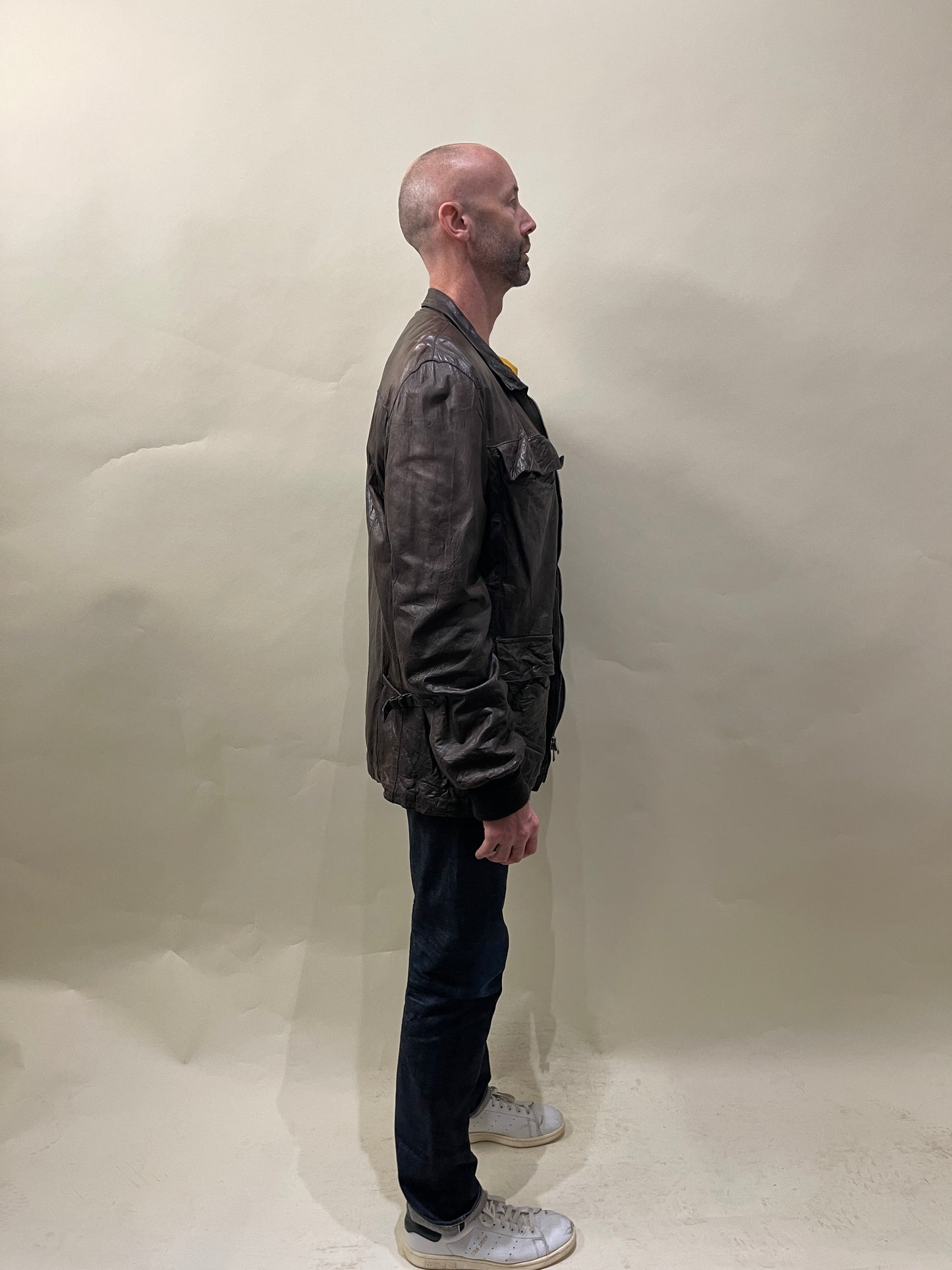Giorgio Brato Brown Leather Multi Pocket Long Jacket 46