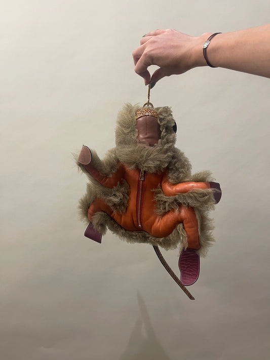 Loewe Tan & Orange Shearling Monkey Bag Charm