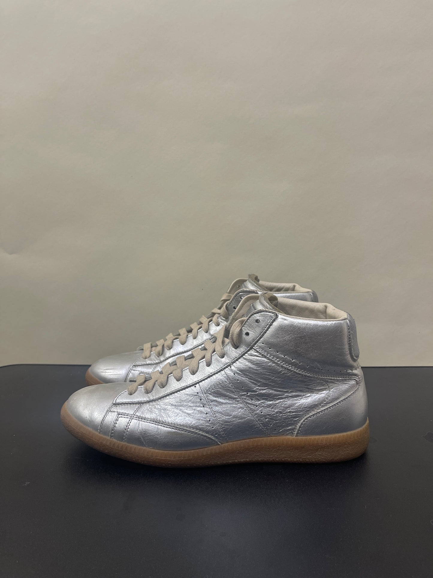 Maison Margiela Silver Leather High Top Sneakers 8 M / 9.5 W