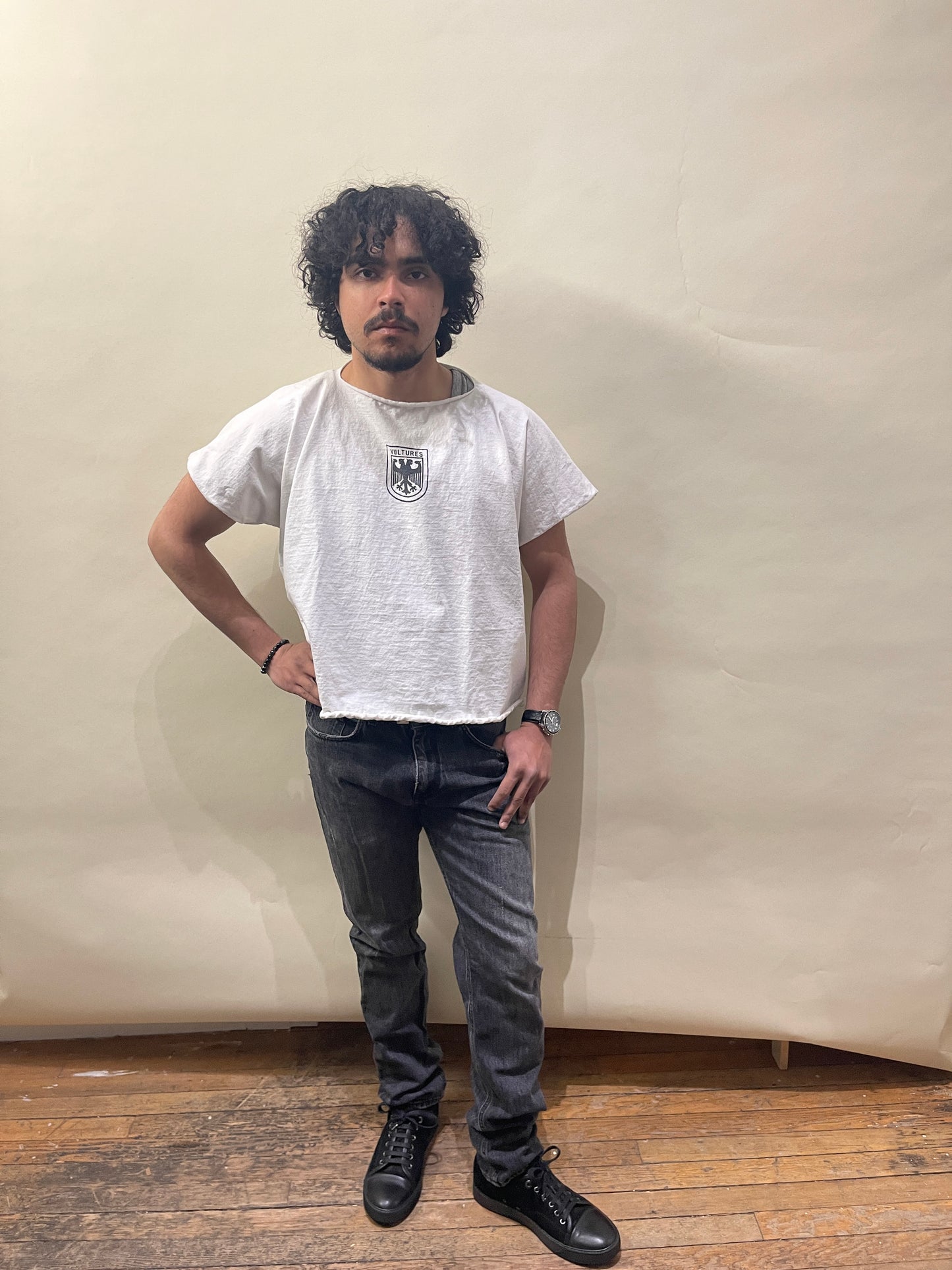Yeezy White Heavy Cotton Vultures Boxy Whole Cut T-Shirt Small - S