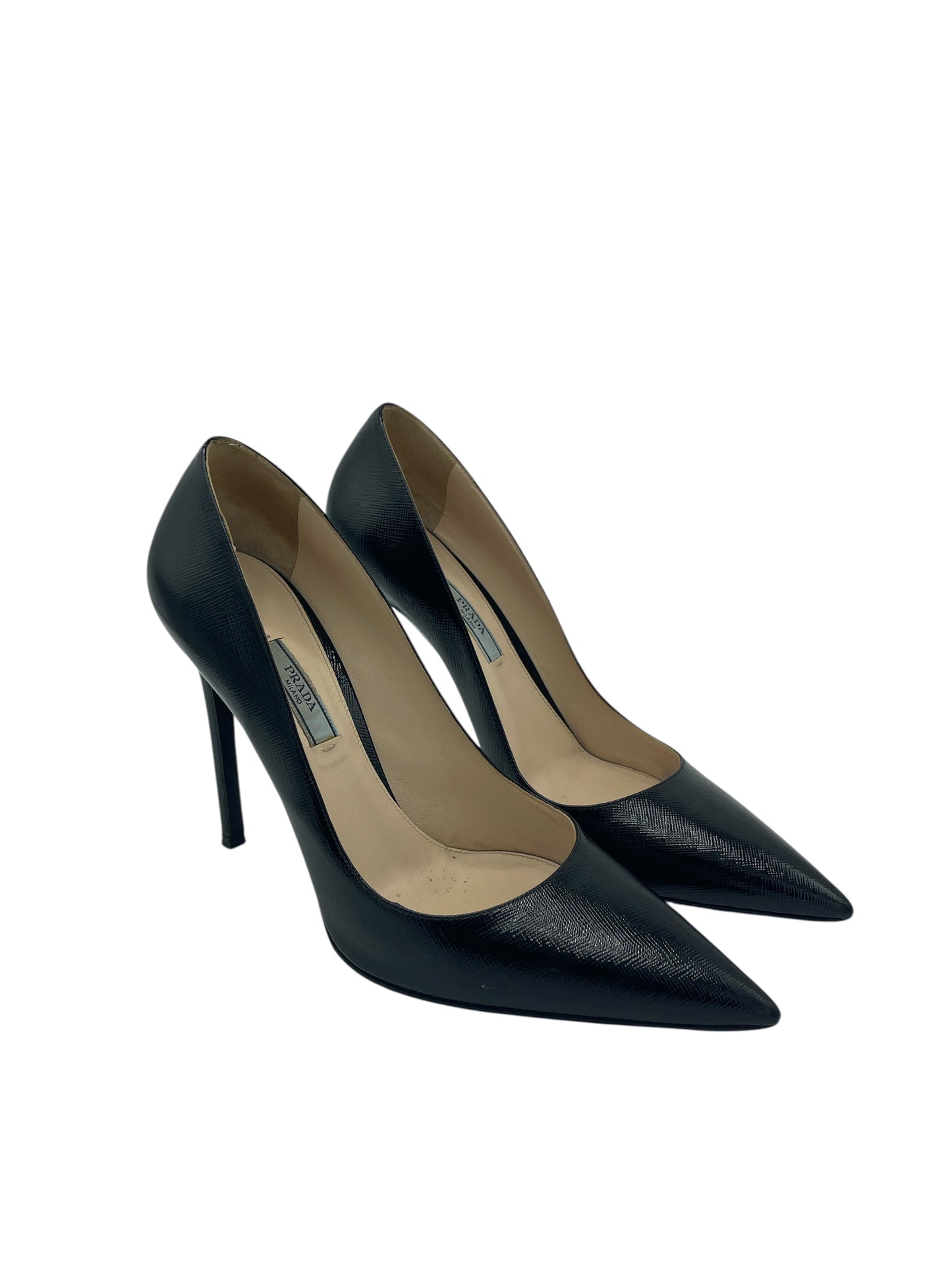 Prada Black Patent Saffiano Leather Pumps 9 M / 10.5 W