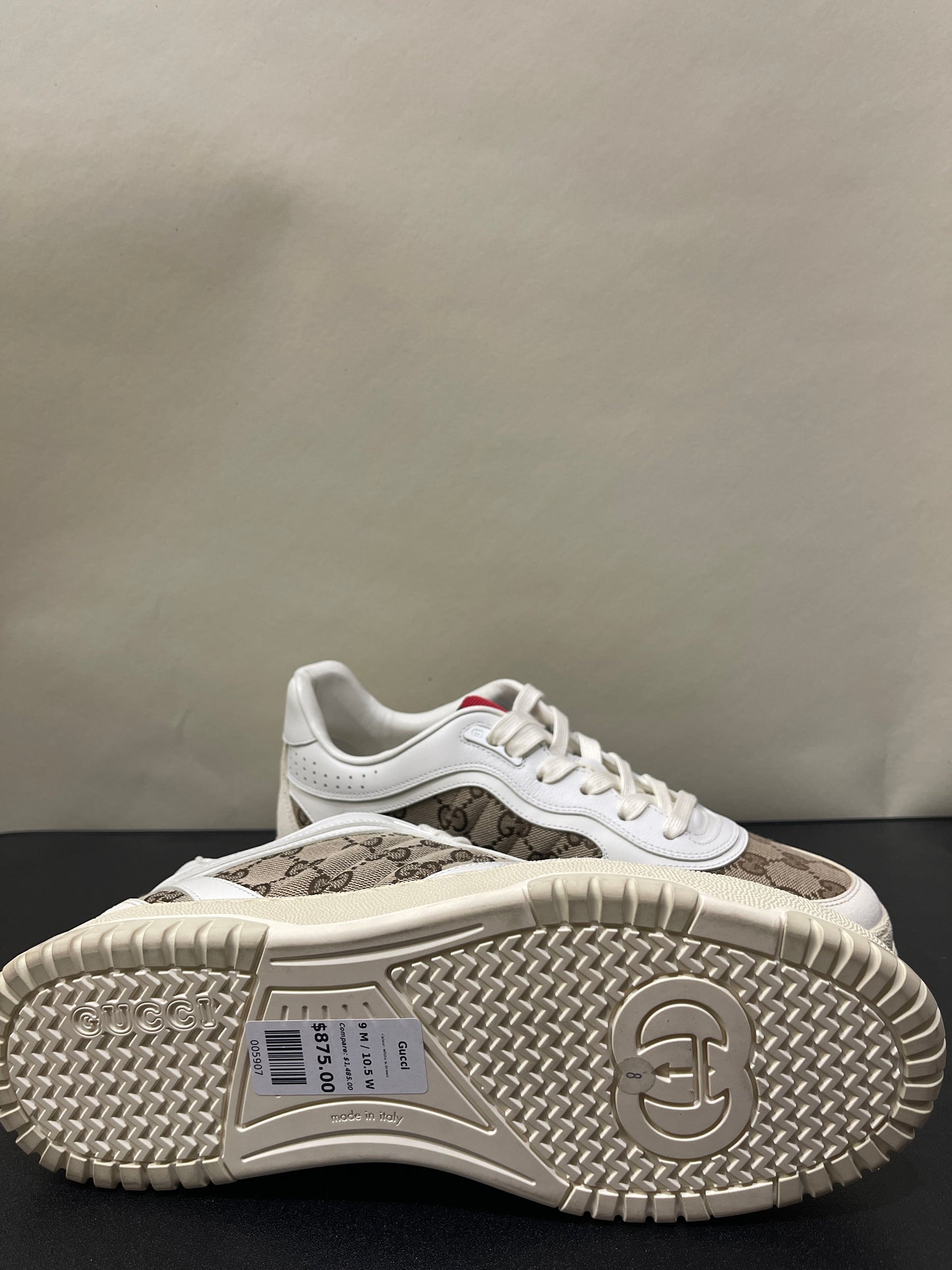 Gucci White Leather & Canvas Re-Web Sneakers 9 M / 10.5 W
