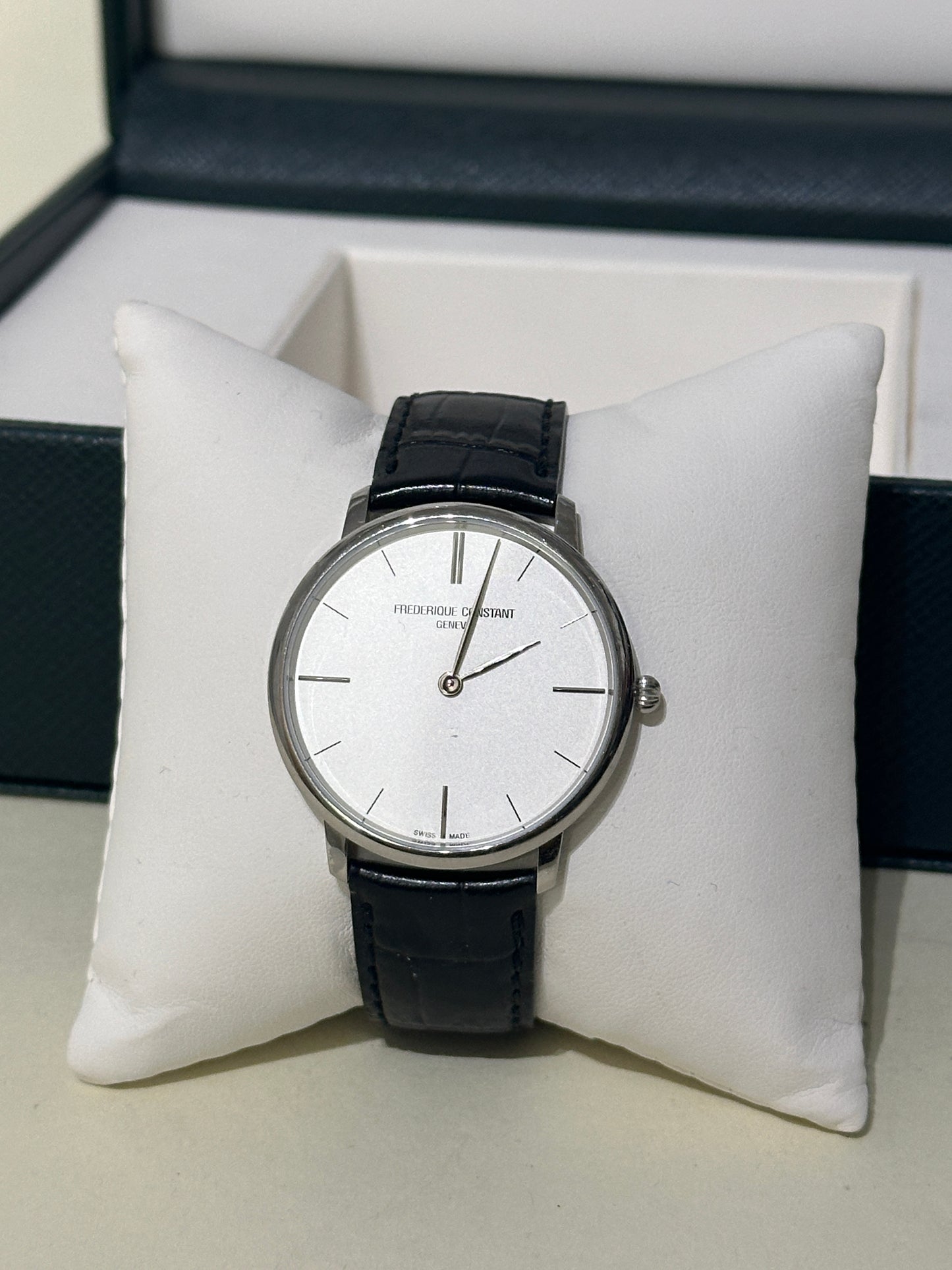 Frederique Constant Silver & White Slimline 40mm Watch