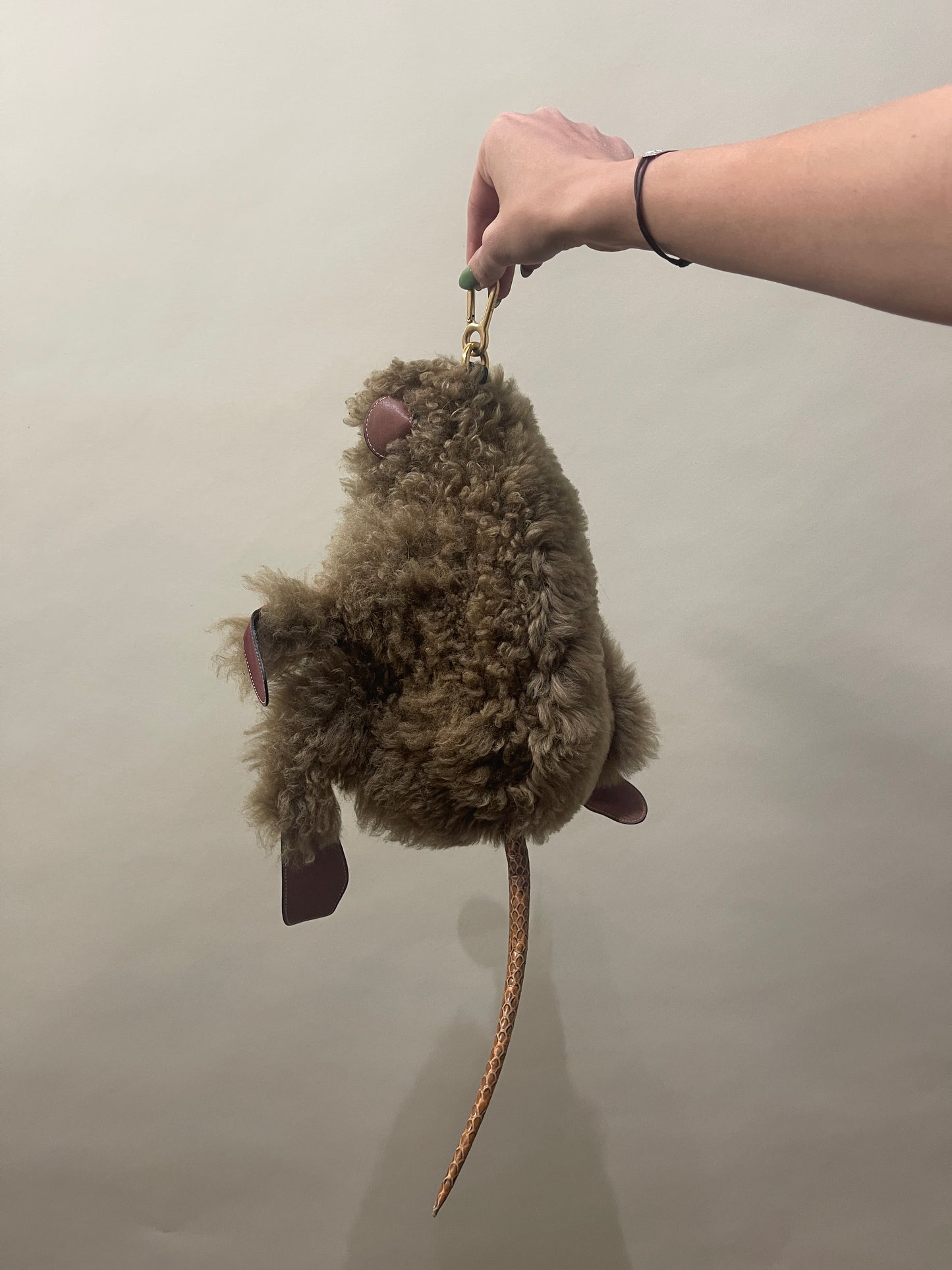 Loewe Tan & Orange Shearling Monkey Bag Charm