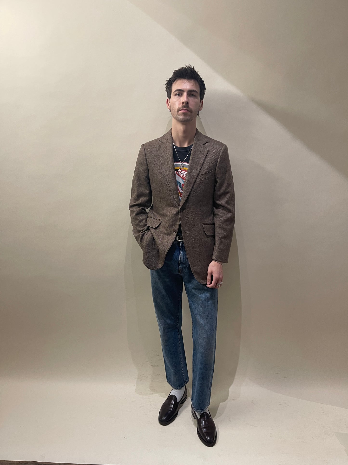 Dunhill Brown & Taupe Birdseye Cashmere Sport Coat 38S