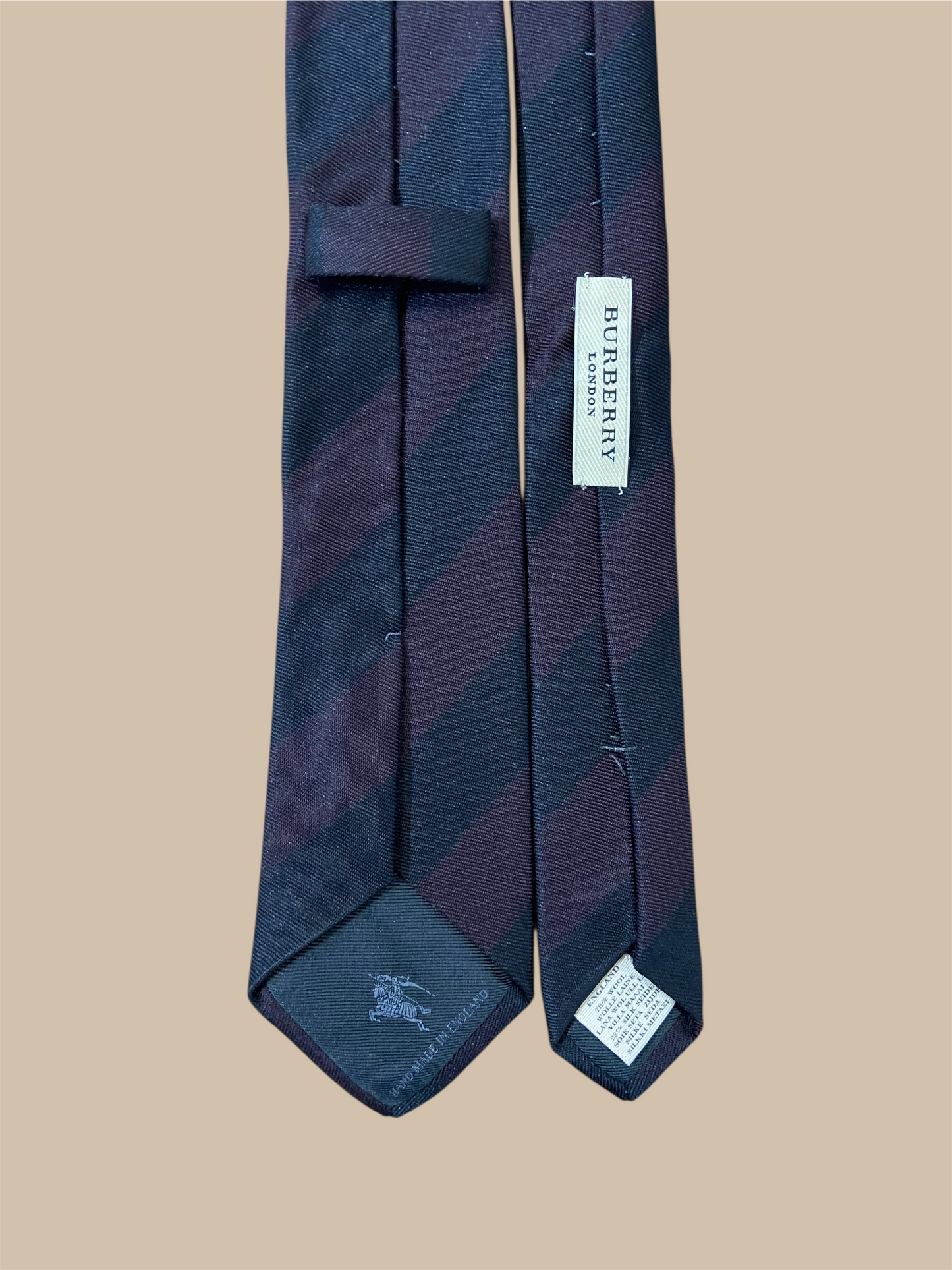 Burberry Black & Dark Burgundy Thick Striped Tie