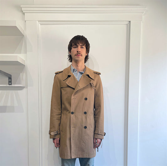 The Kooples Tan/Khaki Canvas Belted Trench Coat 40