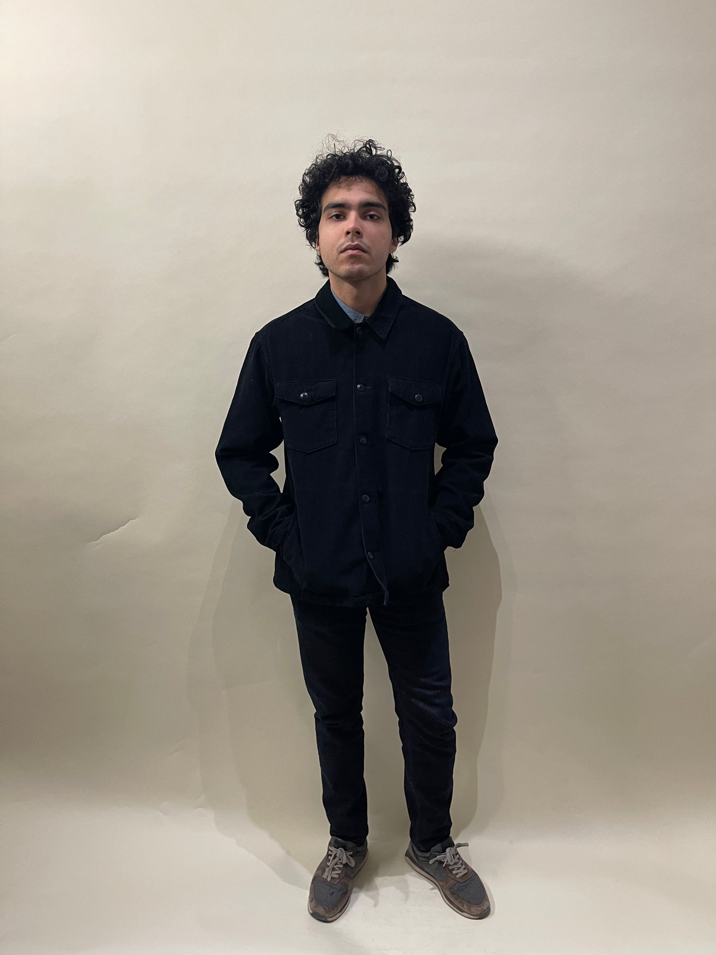 Corridor Black Corduroy Double Pocket Collared Jacket Large - L