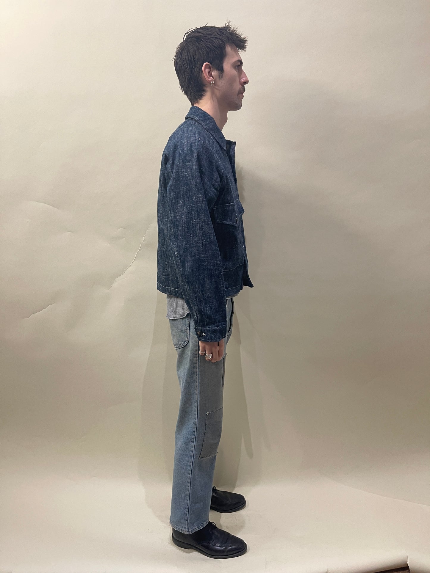 Miles Leon Indigo Slub Cotton Jumbo Pocket Raglan Jacket Medium - M