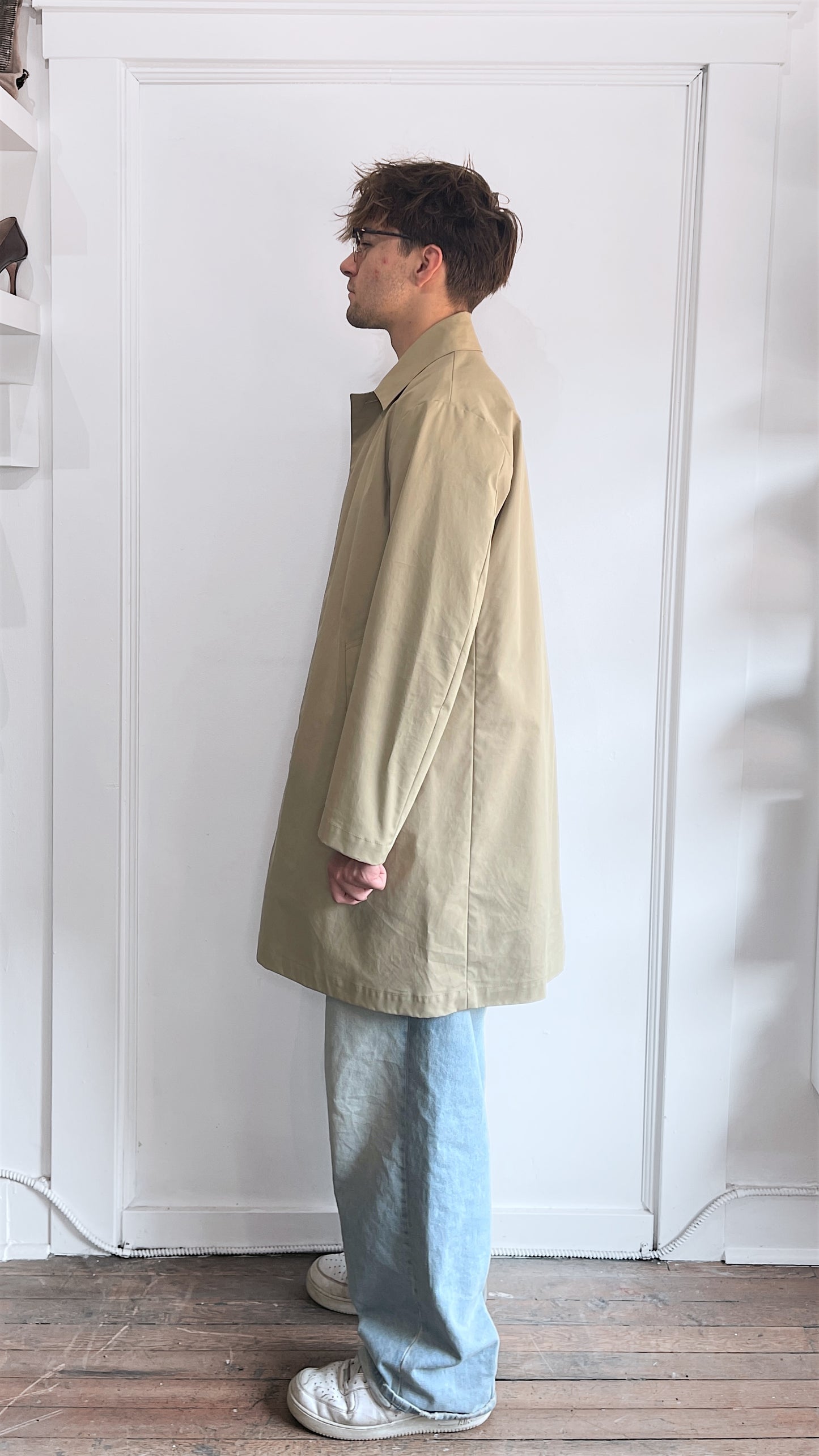 Still By Hand Tan Cotton Nylon Blend Overcoat Large