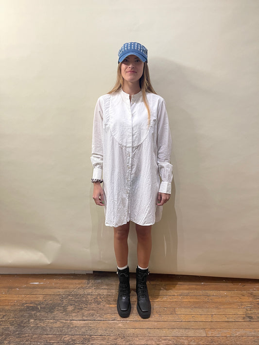 Burberry White Cotton Tuxedo Style LS Button Up Shirt Dress Large - L