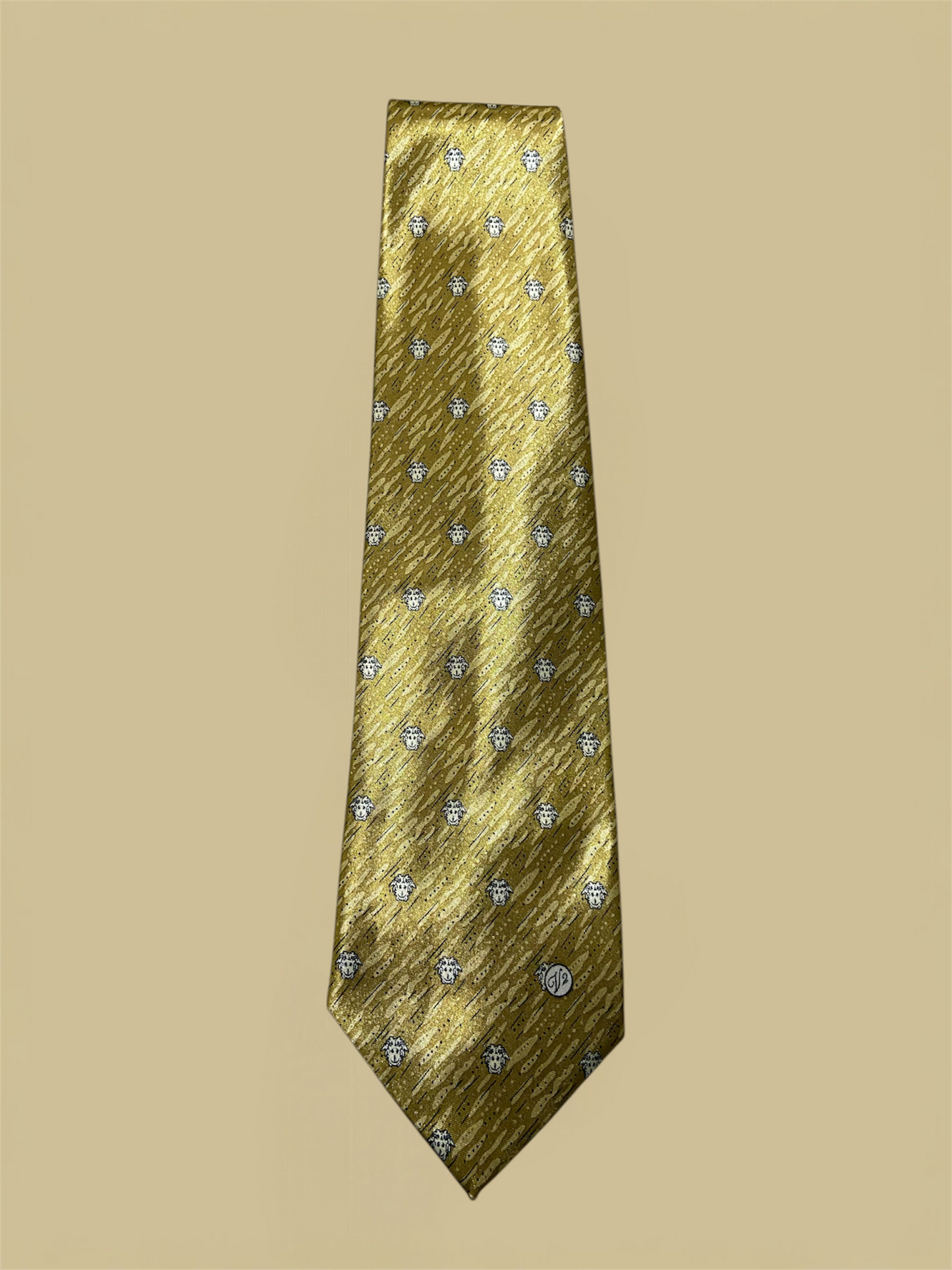 Versace Istante Black & Gold Repeating Medusa Pattern Silk Tie