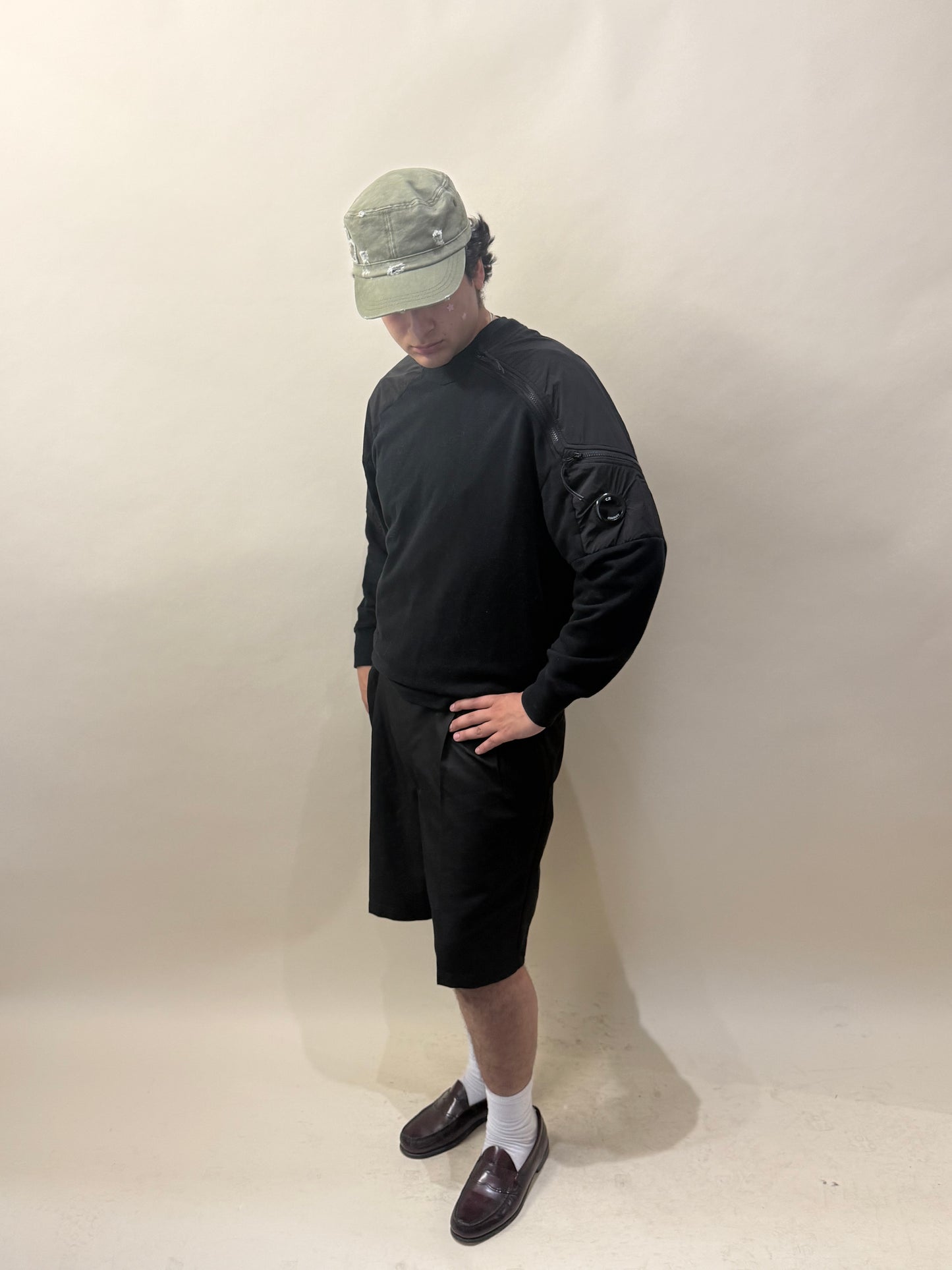 C.P. Company Black Cotton Asymmetric Zip Shoulder Sweatshirt Extra Large - XL