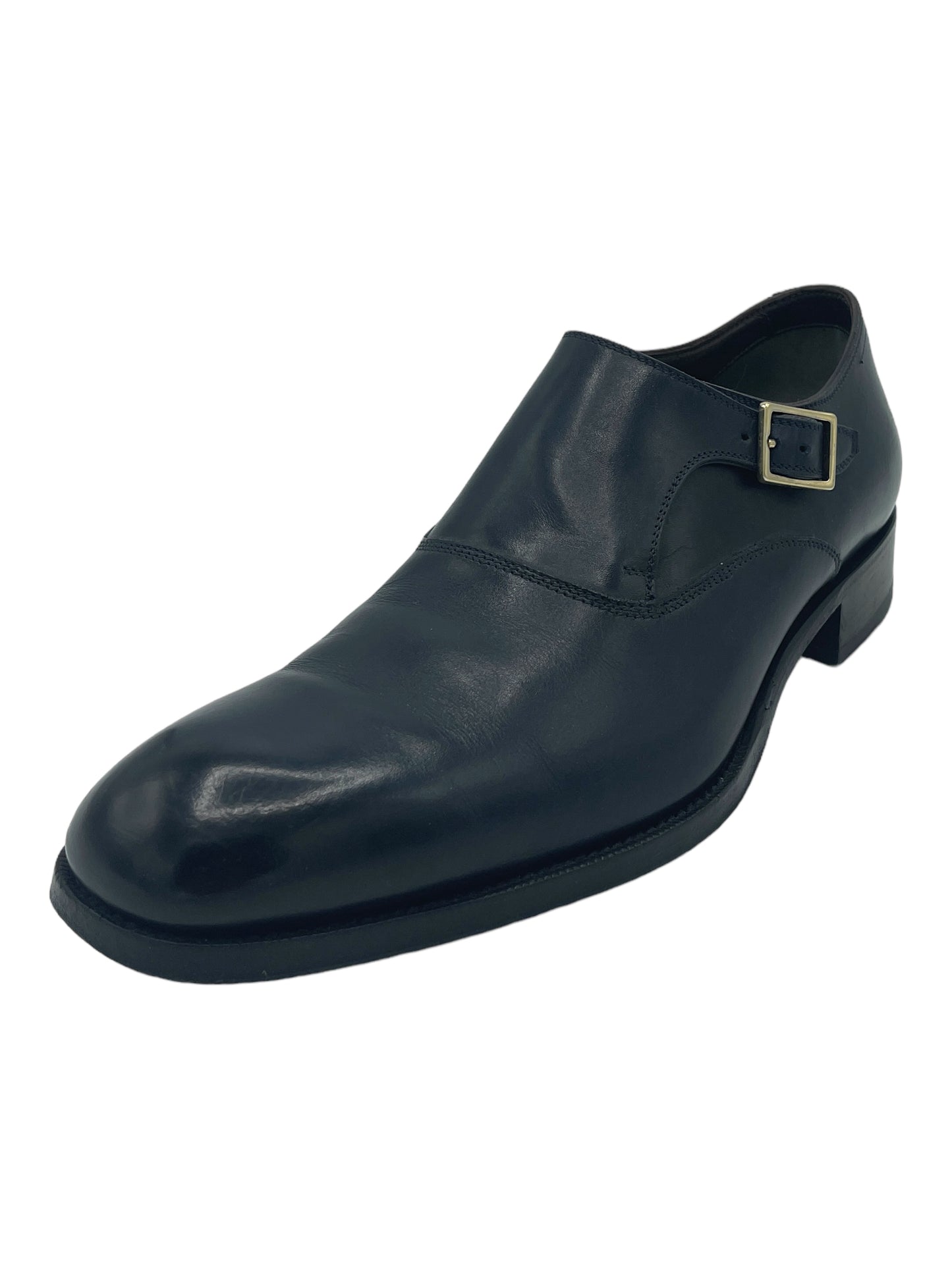 Tom Ford Blue Leather Single Monk Strap Dress Shoes