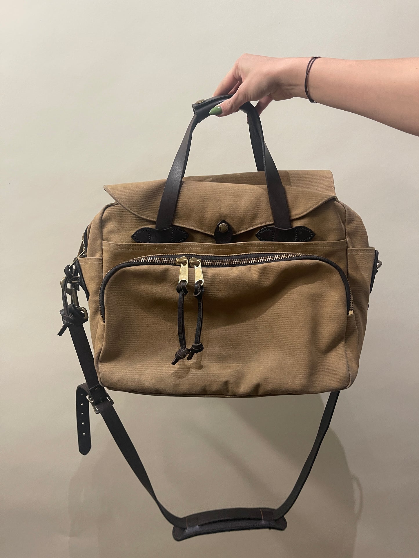 Filson Tan Rugged Twill Padded Computer Bag