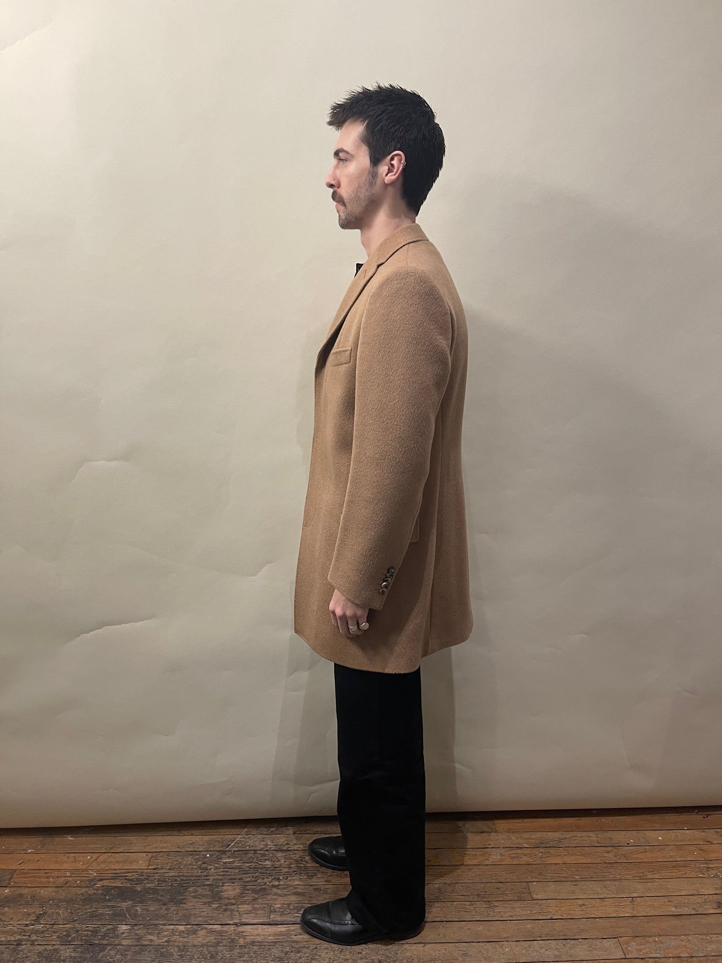 Paul Smith Camel Coloured Wool Camel Hair Blend Overcoat 40
