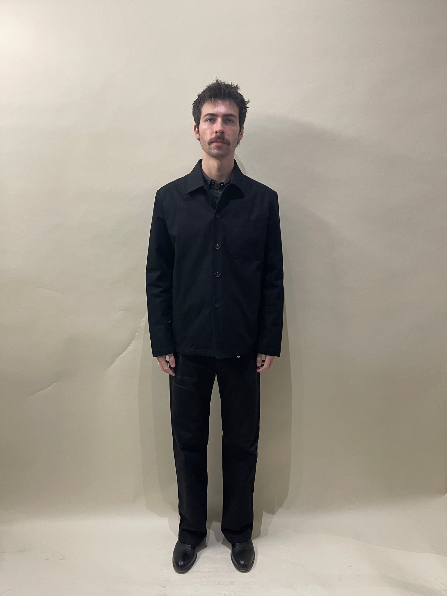 A.P.C. Black Herringbone Cotton Shirt Jacket Medium - M