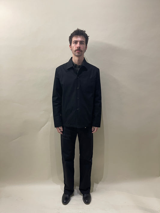 A.P.C. Black Herringbone Cotton Shirt Jacket Medium - M