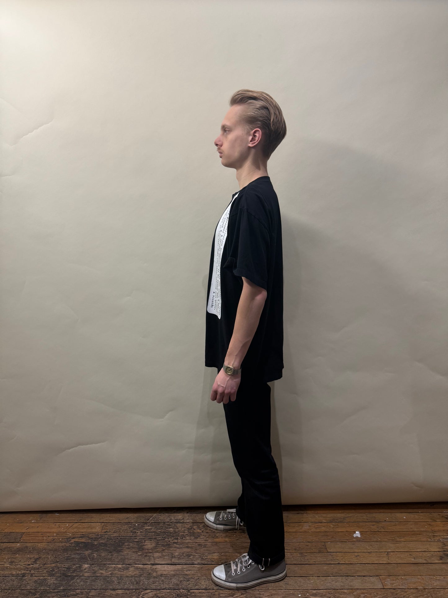 MM6 Black Cotton Description Print T-Shirt Large - L