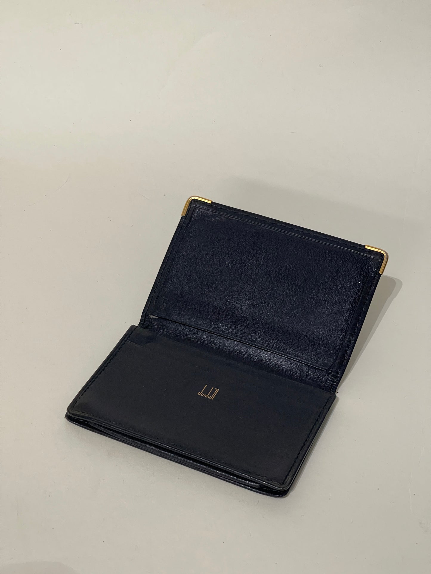 Dunhill Black Leather Gold Tipped Bifold Cardholder