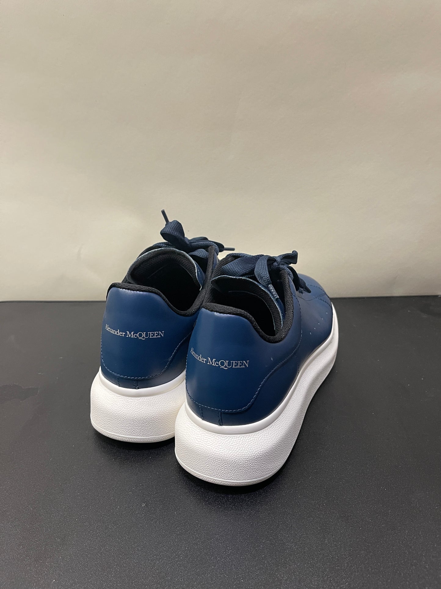 Alexander McQueen Navy Leather Oversized Sneakers 8 M / 9.5 W