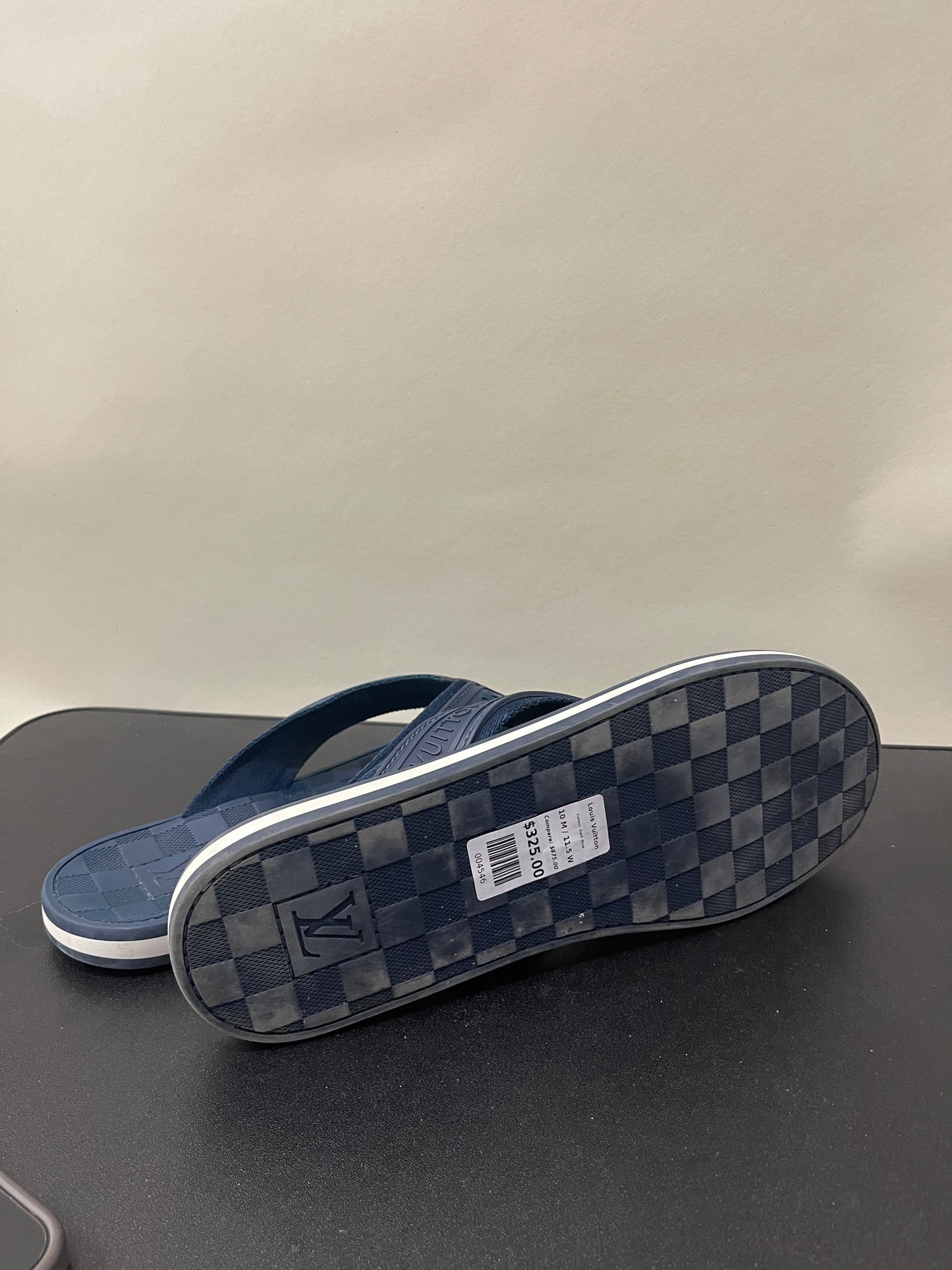 Louis Vuitton Dark Blue Checkered Flip Flops 10 M / 11.5 W