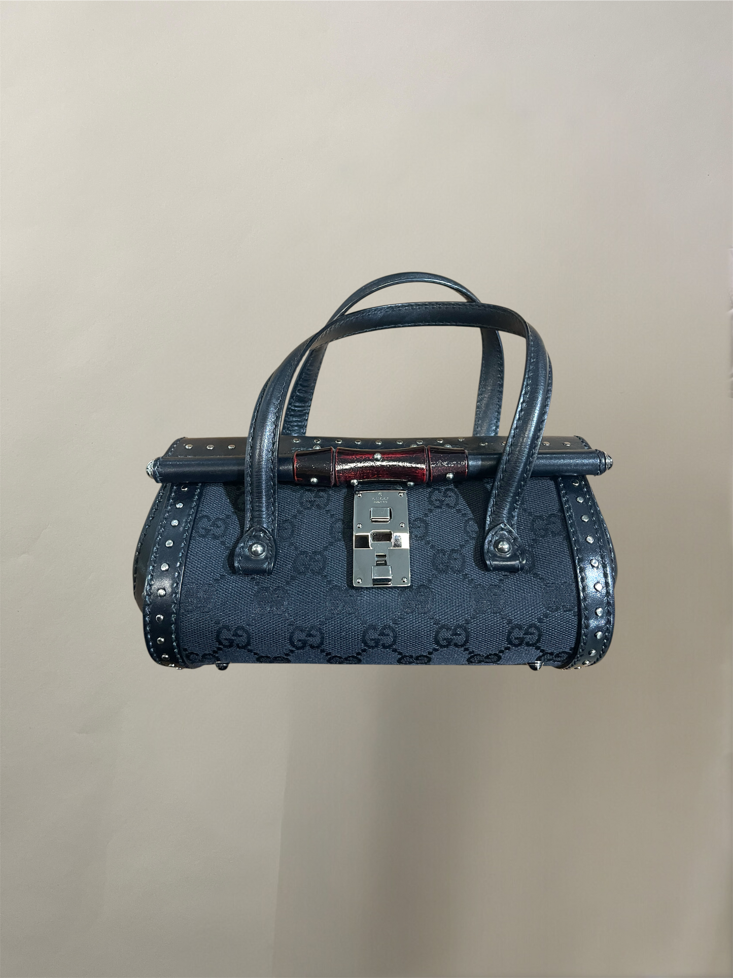 Gucci Black Canvas & Leather Bullet Bag