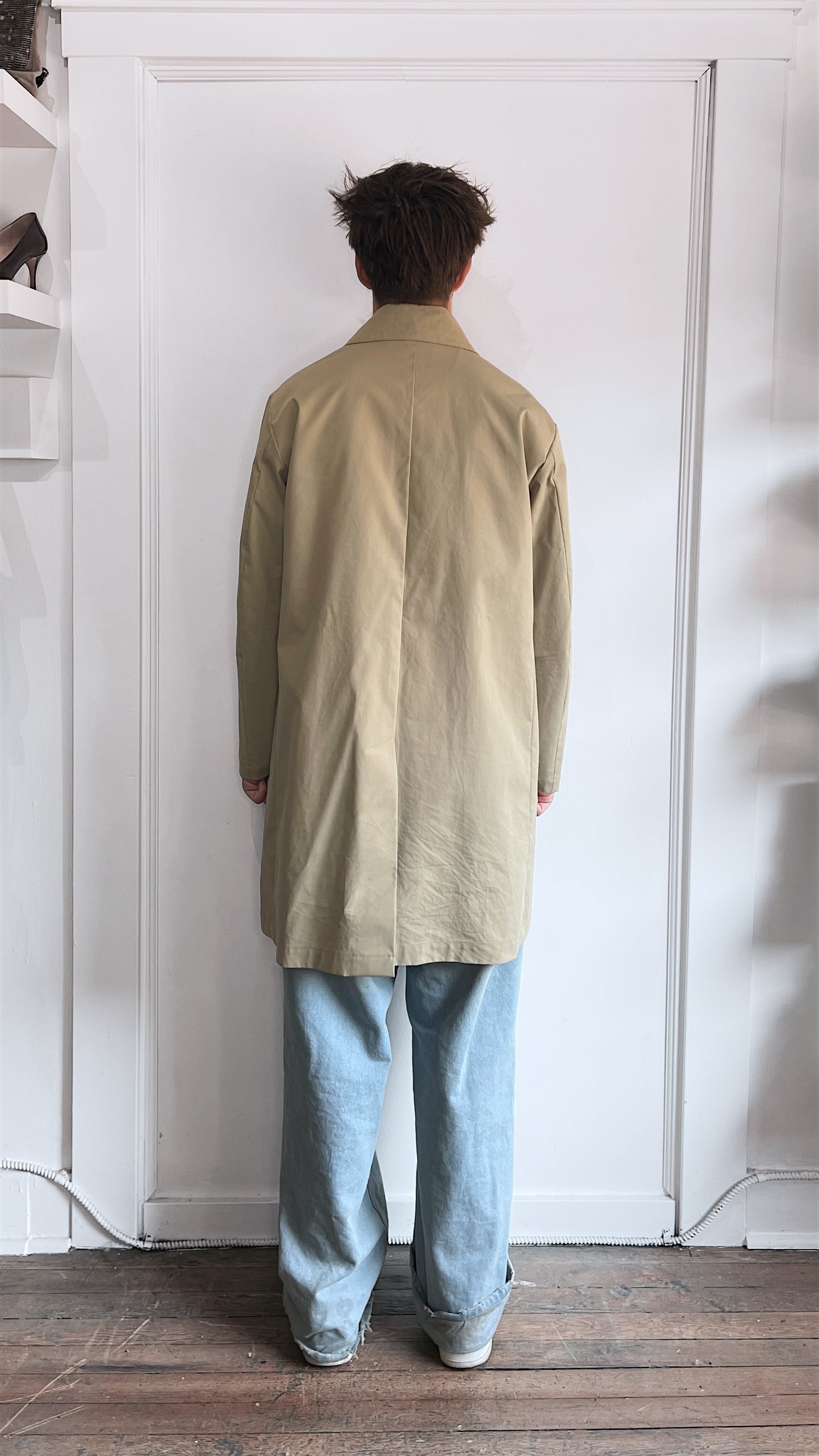 Still By Hand Tan Cotton Nylon Blend Overcoat Large