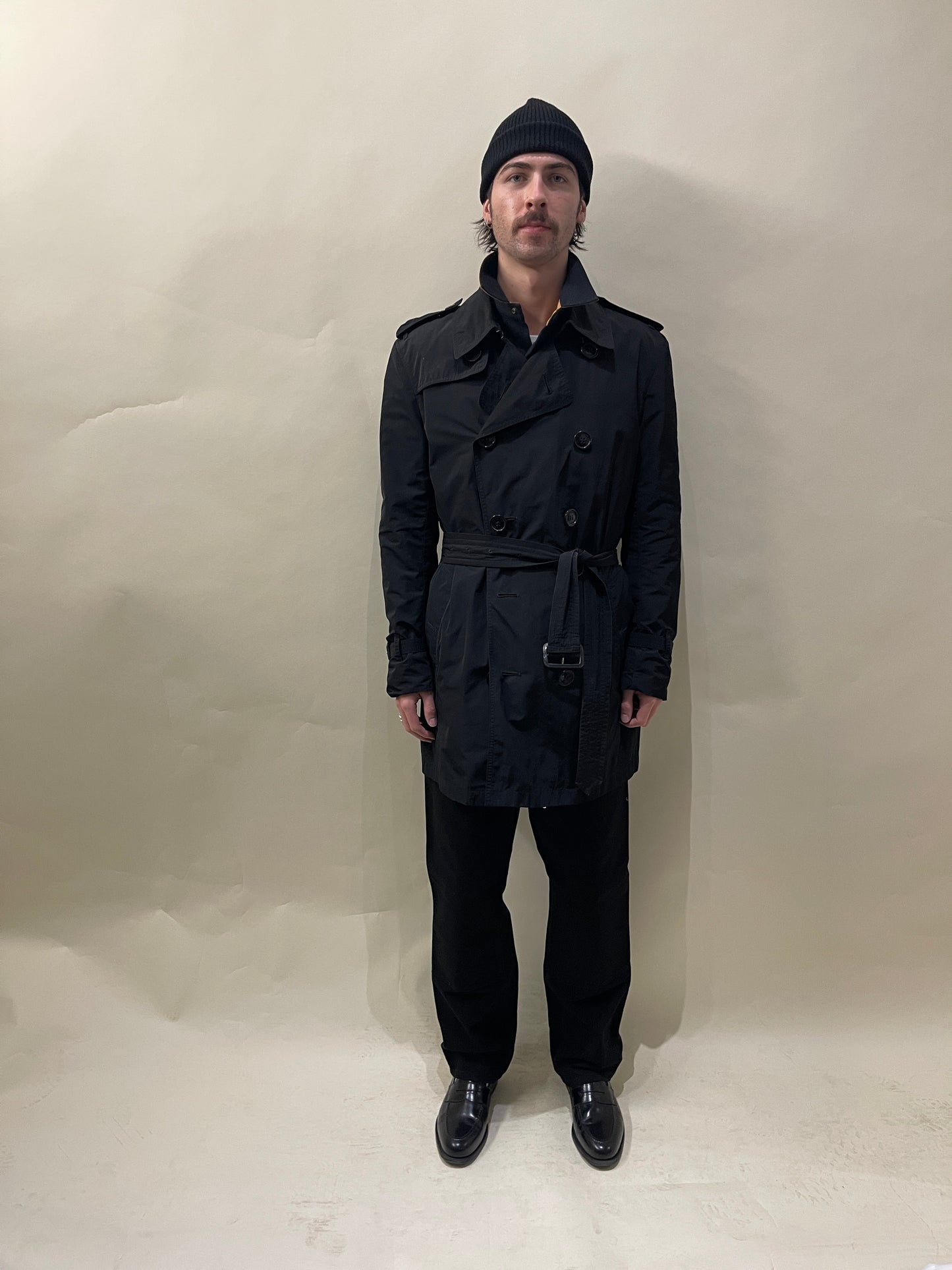 Burberry Brit Black Nylon Unlined Trench Coat Large - L
