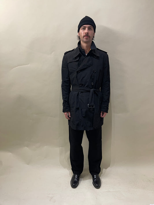 Burberry Brit Black Nylon Unlined Trench Coat Large - L