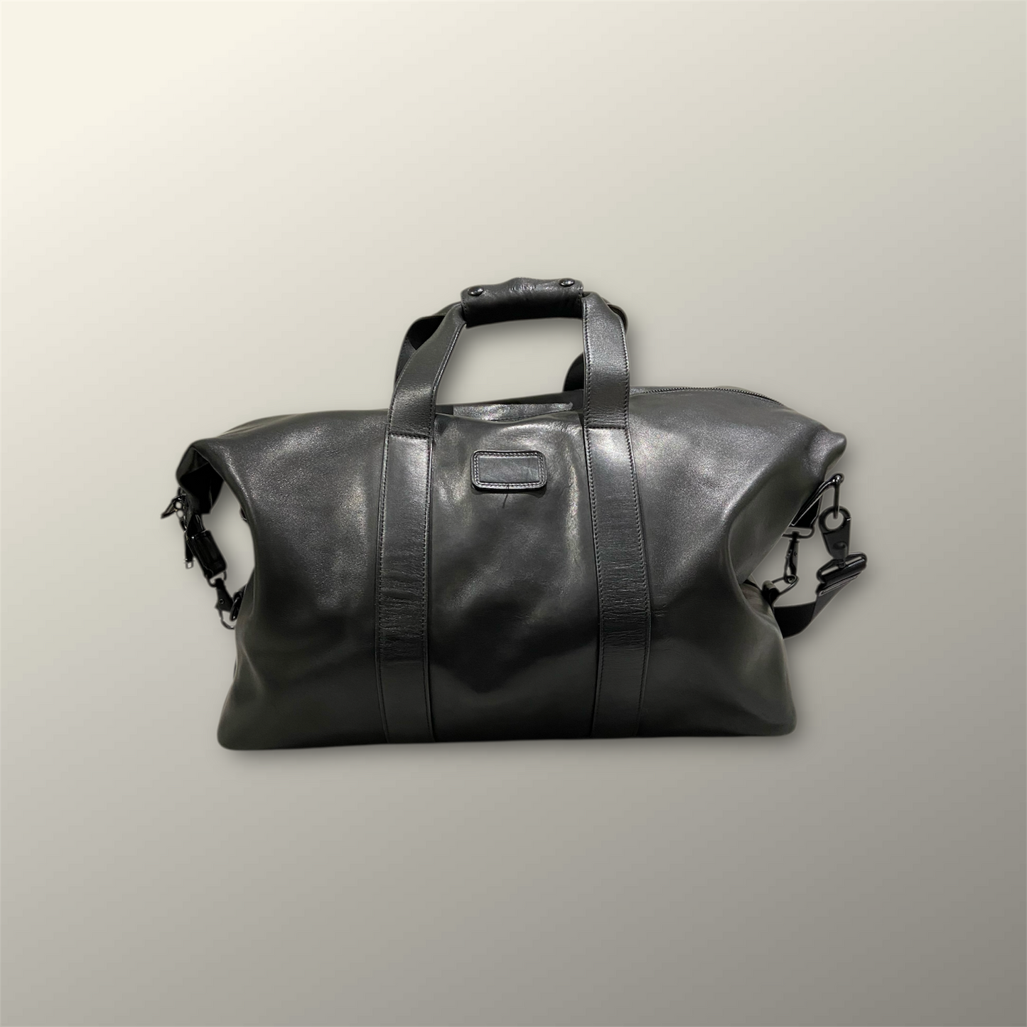 Tumi Black Leather Duffle Bag